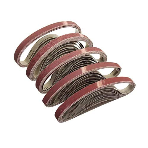 10Pcs 15X452mm Sanding Belts 60/80/100/120/240/400/600 Grit - Compatible with M10 Sander Adapter, Polishing Machine, Abrasive Tools - Perfect for Woodworking, Metal Finishing & DIY Projects