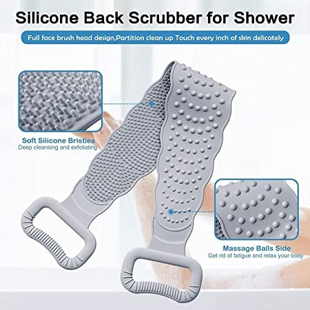 Kawnoa Silicone Body Scrubber & Exfoliating Bath Belt - Gentle Skin Cleansing for Men, Women & Kids - Multi-Color Shower Accessories for Spa-Like Exfoliation & Dead Skin Removal