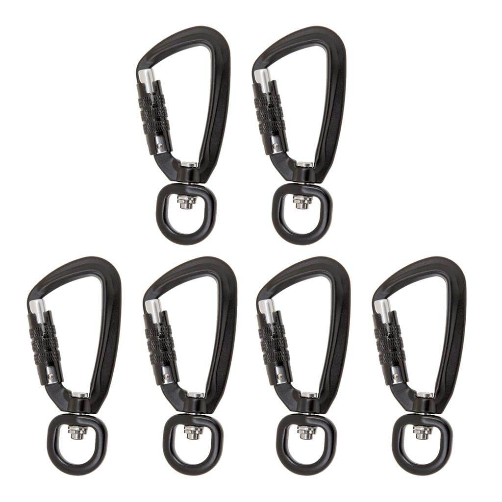 Self Locking Carabiner Clip - Heavy Duty D-Ring Keychain Hook with Rotating Ring for Outdoor Hiking, Camping, Hammock, Backpack, Gear Organization (2 Pack)