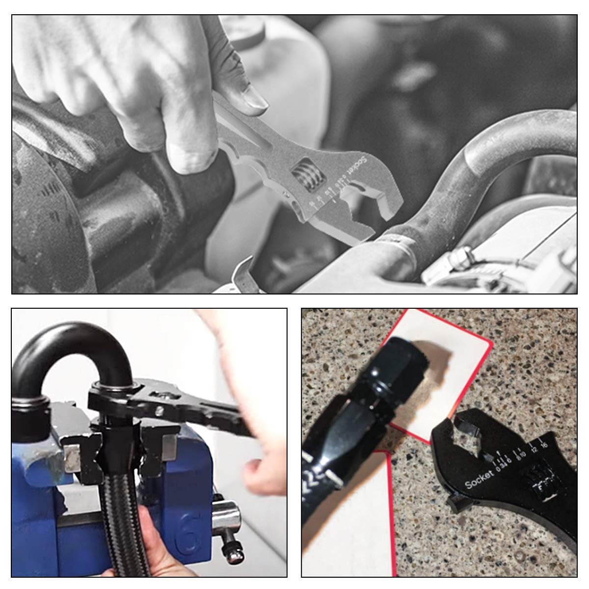 EVIL ENERGY 6AN Straight Swivel Hose End Fitting for Braided Fuel Line - AN Hose Fitting Kit with Adjustable Wrench (3AN-16AN) - Perfect for Fuel System Upgrades, Automotive Performance Mods & Racing Applications