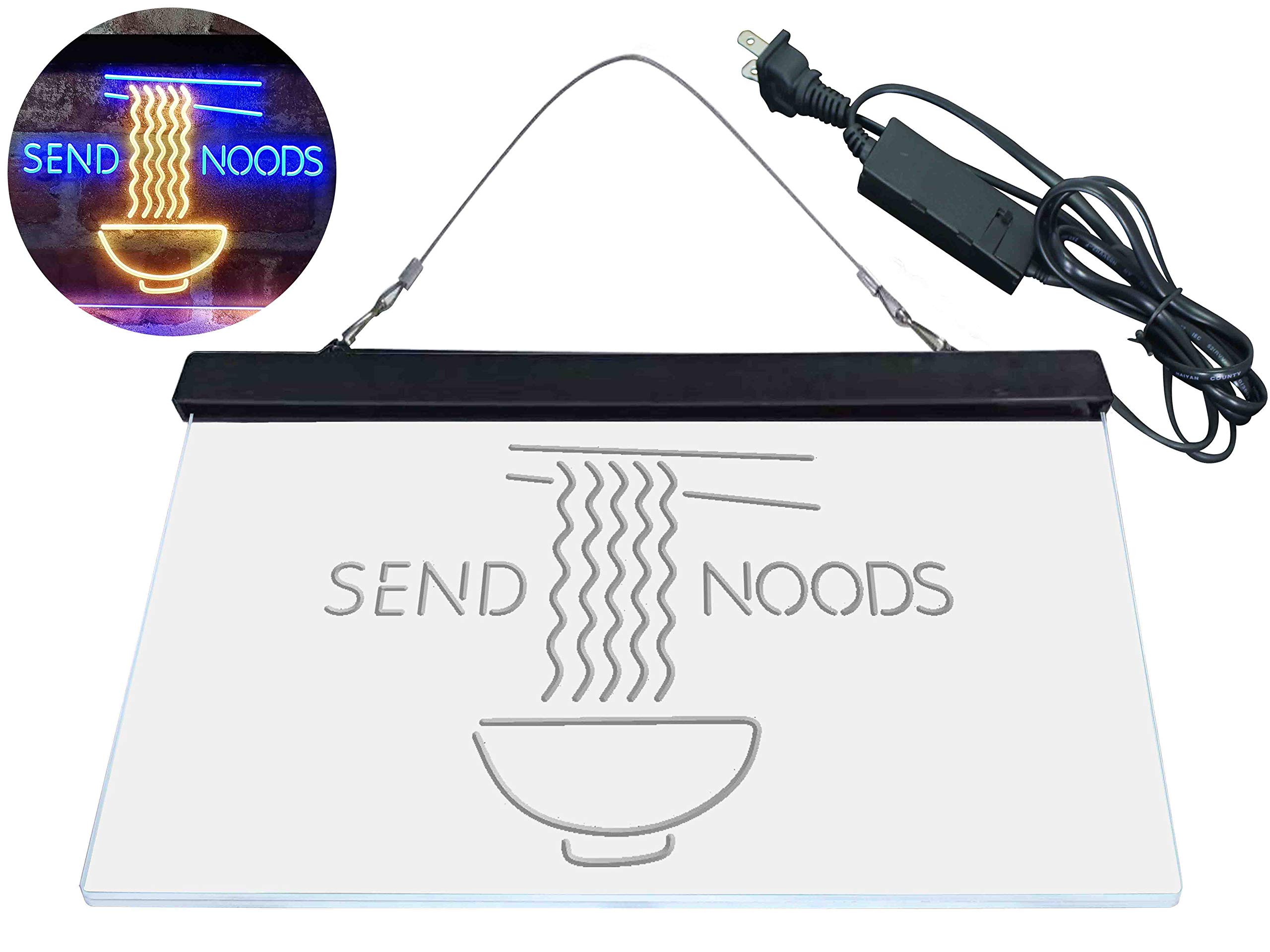 ADVPRO Humor Send Noods Nudes Noodles LED Neon Sign - Blue & Yellow (24x16 Inches) - Funny Home Decor for Bedroom, Bar, Cafe & Party Lighting