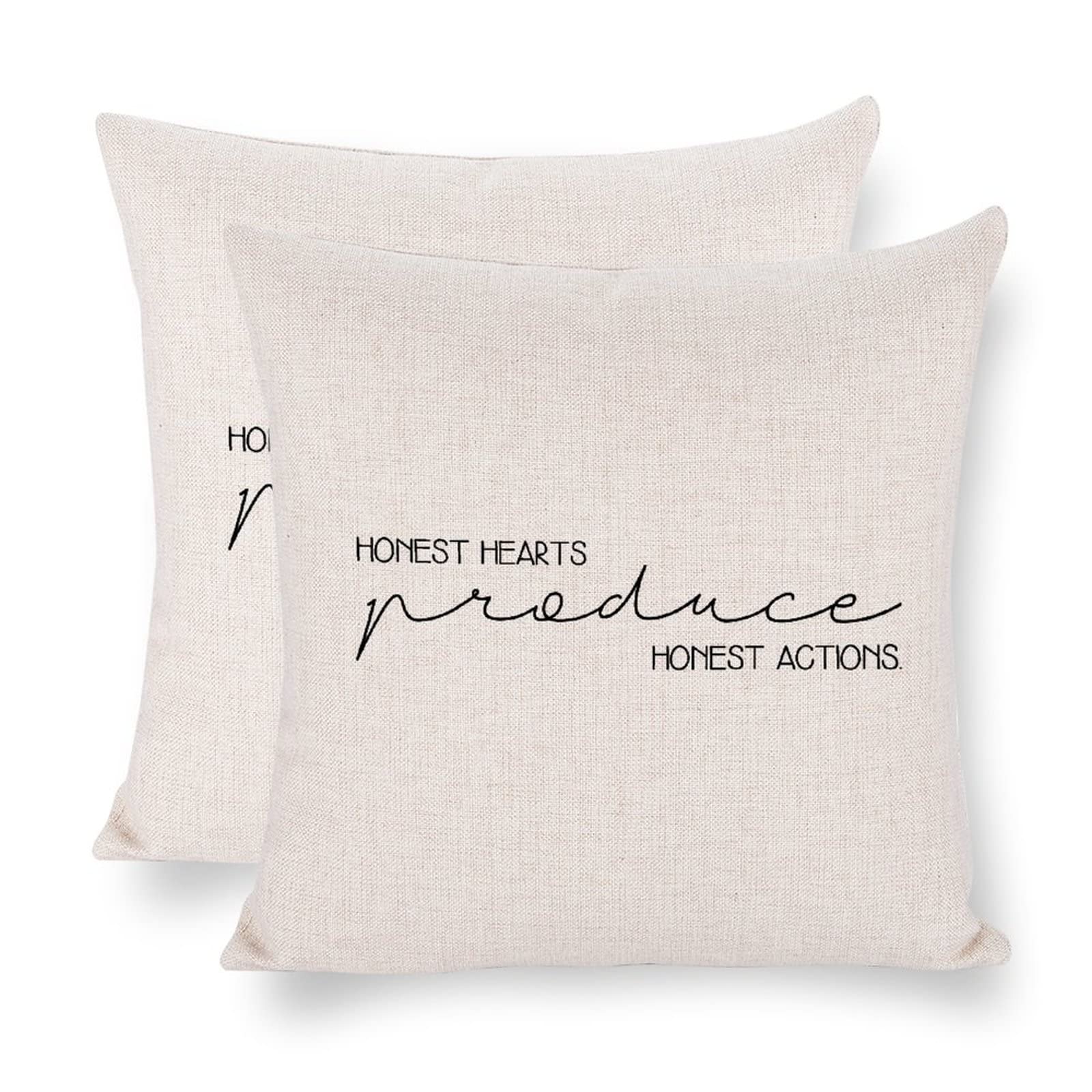 Honest Hearts Produce Honest Actions 16x16 Inch Custom Zippered Pillow Cover - Decorative Square Cushion Case for Sofa, Couch, Bed & Home Decor | Perfect for Living Room, Bedroom & Nursery Throw Pillows