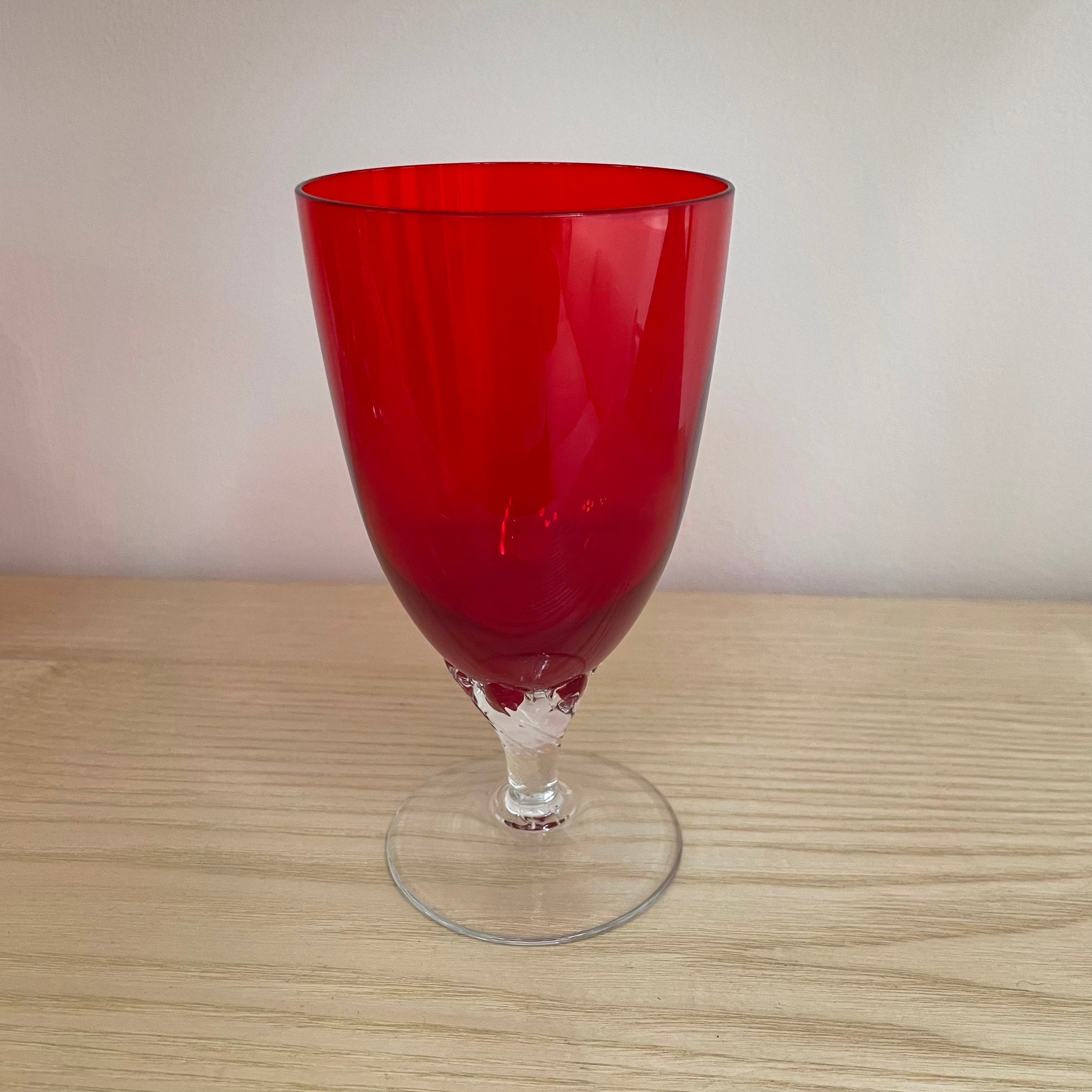 Premium Ruby Red Chalice Wine Glasses Set of 4 - Elegant Stemware for Wine Tasting, Parties & Special Occasions