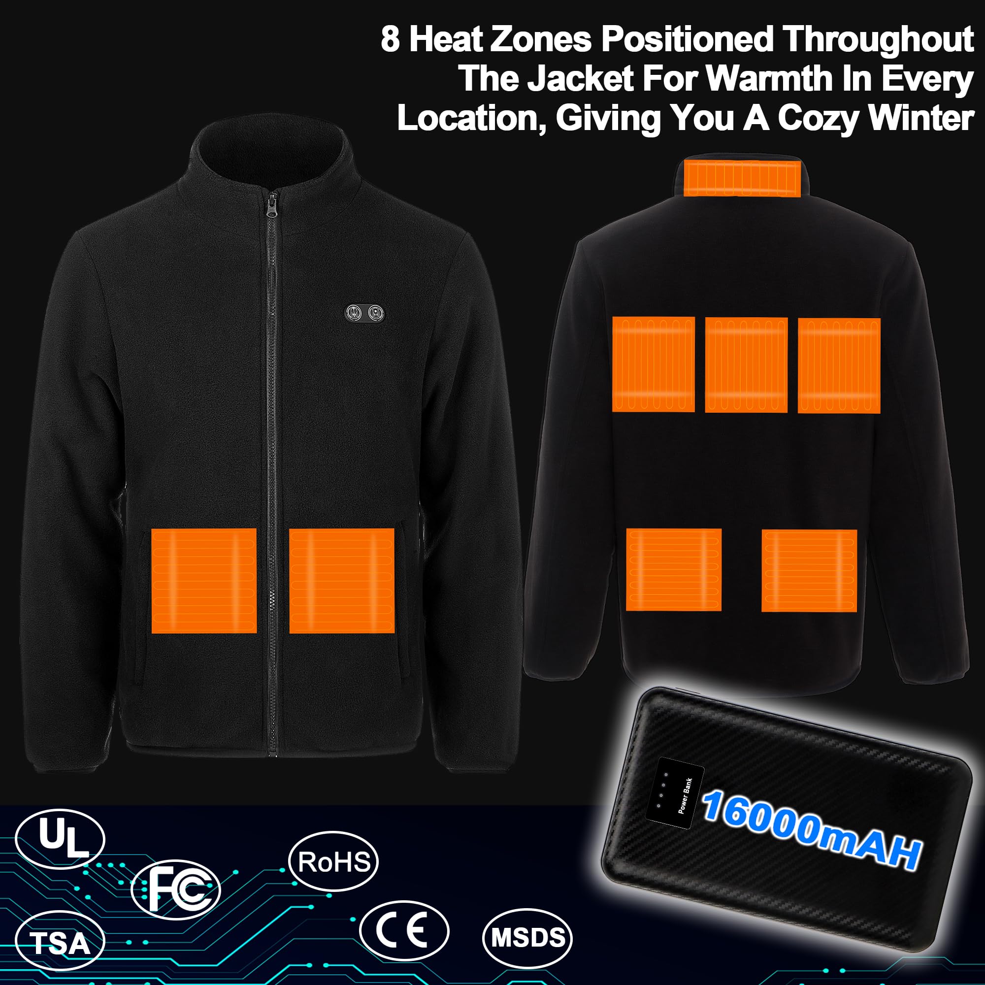 Women's Heated Jacket with Battery Pack - Rechargeable Electric Fleece Winter Coat with Detachable Hood for Outdoor Activities, Hunting & Cold Weather Wear
