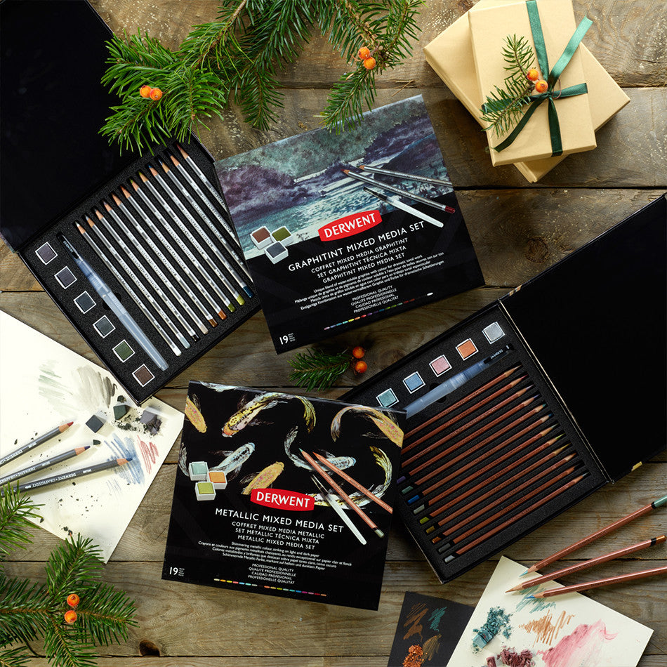 Derwent Graphitint Mixed Media Set - 24 Water-Soluble Graphite Pencils for Artists & Sketching - Perfect for Drawing, Coloring & Mixed Media Art Projects