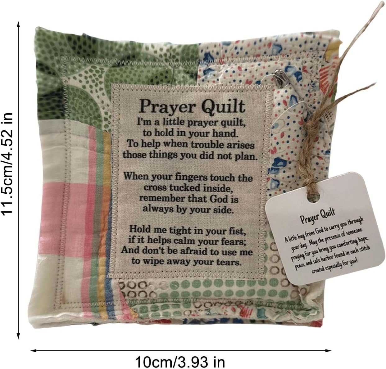 Handmade Prayer Quilt with Cross Design - Individually Sewn Colorful Quilts with Symbolic Poems - Thoughtful Gift for Friends & Family - Perfect for Prayer Time, Comfort & Spiritual Healing