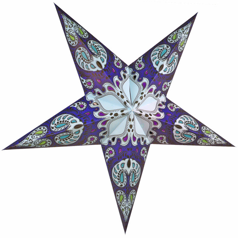 24 Pack Blue Galaxy Paper Star Lanterns - Hanging Wedding Party Decorations for Indoor & Outdoor Events, Baby Showers, Birthday Celebrations