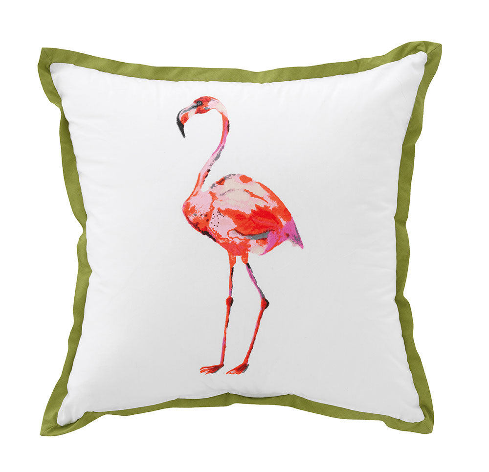 Bianca Flamingo Cushion 43x43cm - Soft Decorative Throw Pillow for Sofa, Bed, Nursery & Home Decor
