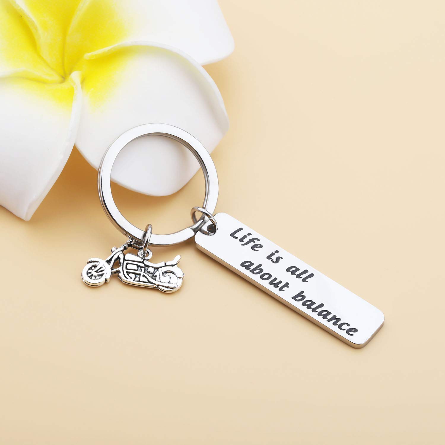 CHOORO Ride Safe Keychain - Motorcycle Lover Gift for Bikers - Life Is All About Balance - Durable Motorbike Keyring for Harley & Cruiser Riders - Perfect for Road Trips & Bike Meetups