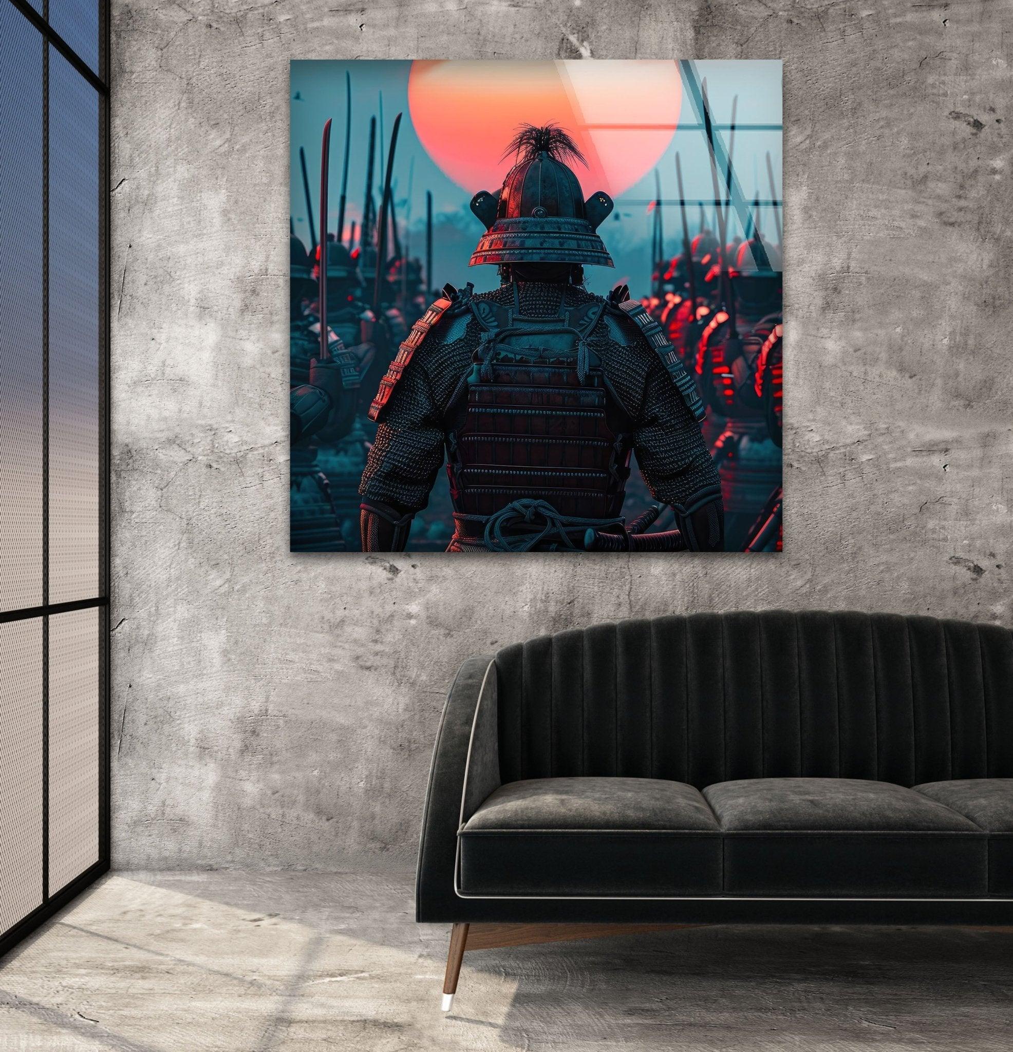 Samurai Warrior Glass Wall Art - Handmade Japanese Decor for Living Room, Bedroom & Office - Unique Home & Office Decor