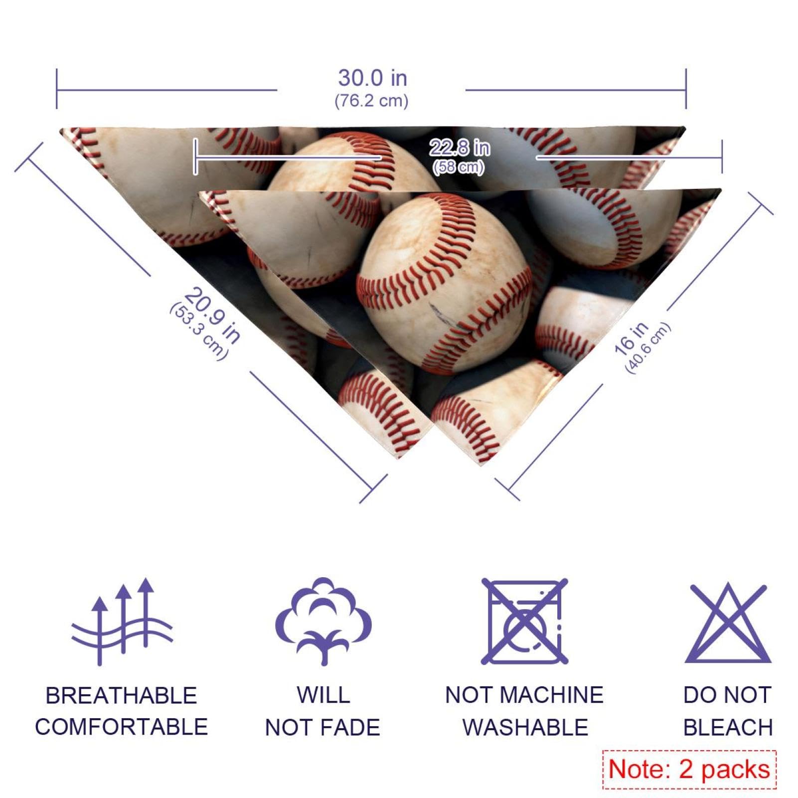 Baseball Pattern Dog Bandanas - 2-Piece Pet Bandana Set for Weddings & Photo Props - Adjustable Dog Scarf & Square Bib Accessories for Small Medium Large Dogs - Perfect for Pet Parties, Photo Shoots & Special Occasions