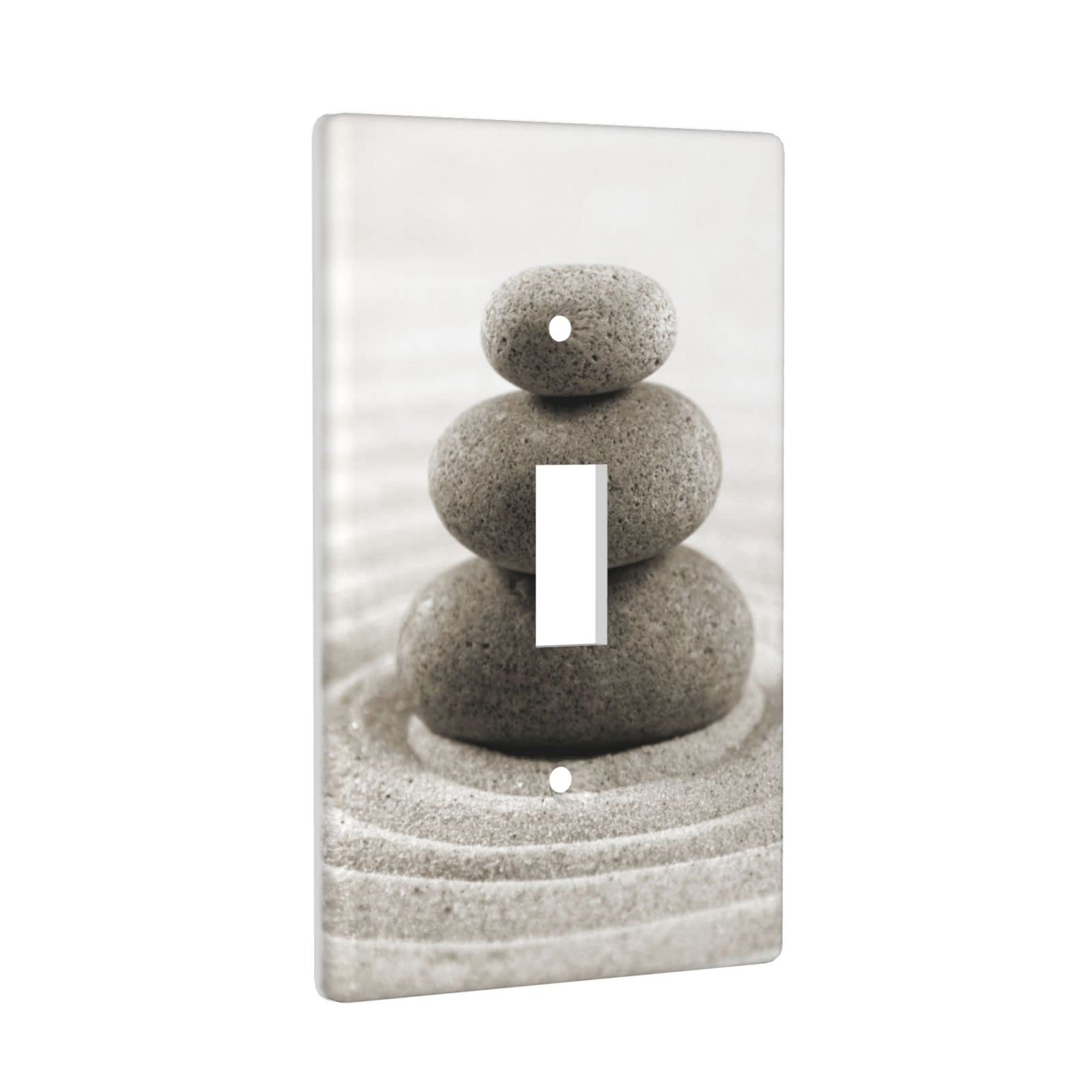 Decorative Gray Stone Single Light Switch Cover Plate - 1 Gang Toggle Wall Plate (4.5