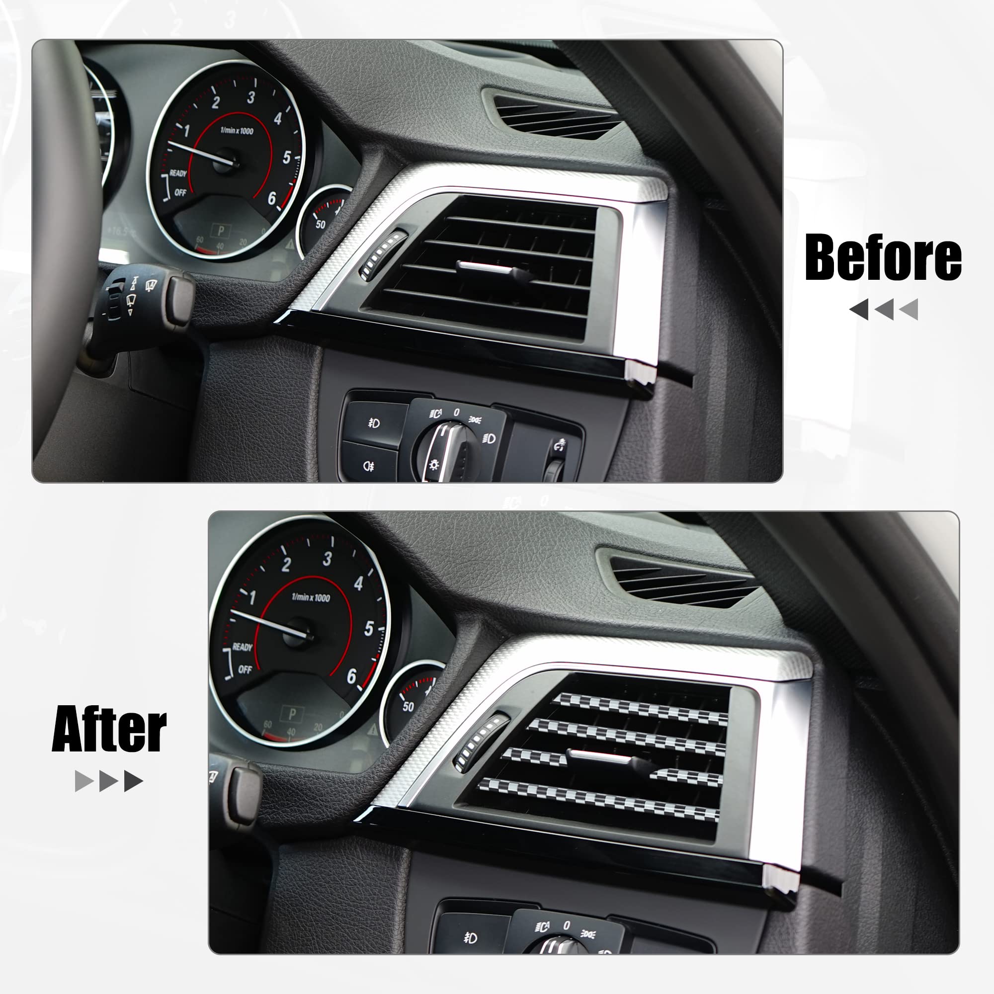 X AUTOHAUX 10-Piece Car Air Vent Decorations - Universal Fit Straight Vent Outlet Trim Strips (Black & White) | Interior Styling Accessories for Sedans, SUVs & Trucks