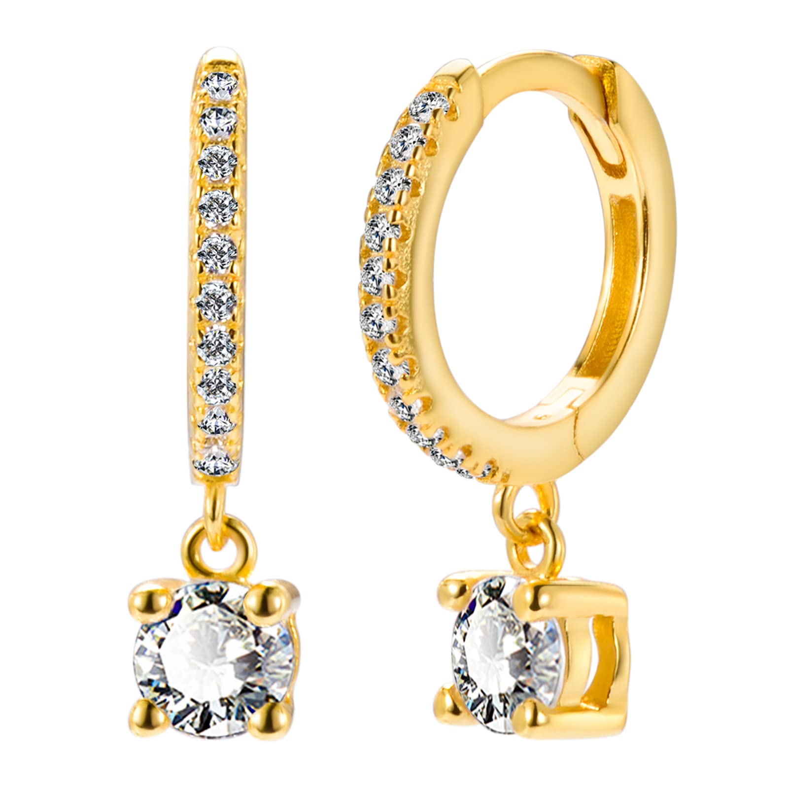 BTOYM 18K Gold Plated 925 Sterling Silver Cubic Zirconia Huggie Hoop Earrings for Women - Classic Minimalist Chunky Hoop Earrings, Perfect for Everyday Wear, Parties & Gifts