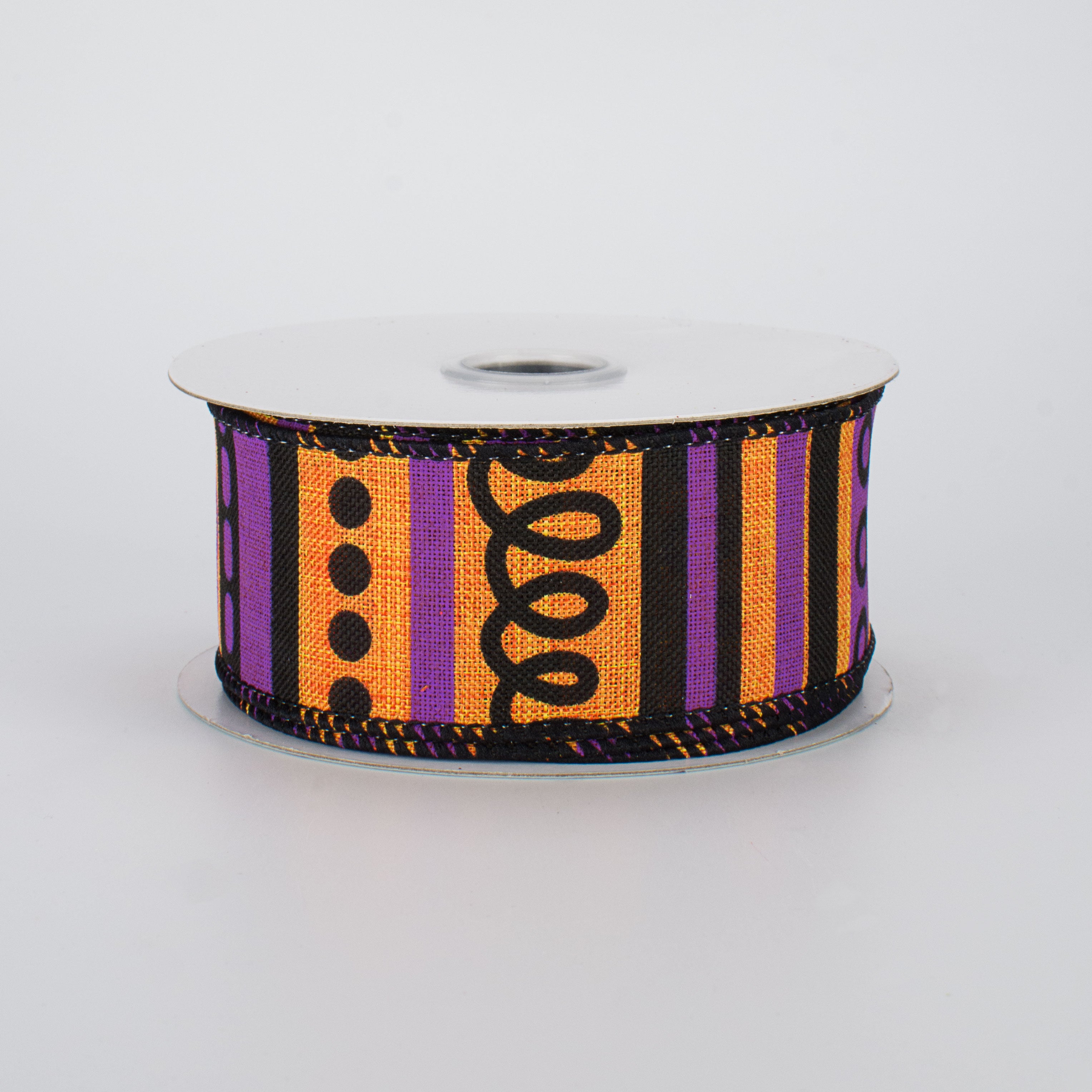 1.5 Inch Royal Canvas Loopy Stripes Ribbon - Orange, Black & Purple (10 Yards) for Gift Wrapping, DIY Crafts, Hair Bows & Party Decorations
