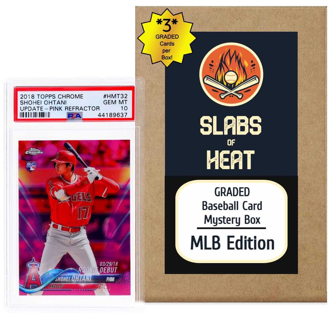 Premium Graded Baseball Cards Gift Box - MLB Edition with PSA/BGS 10, 9.5 or 9 Cards | Rookie Autographs & Numbered RC Refractors | Perfect Baseball Gift for Collectors & Fans | Great for Display, Investment & Fantasy Sports by Slabs of Heat