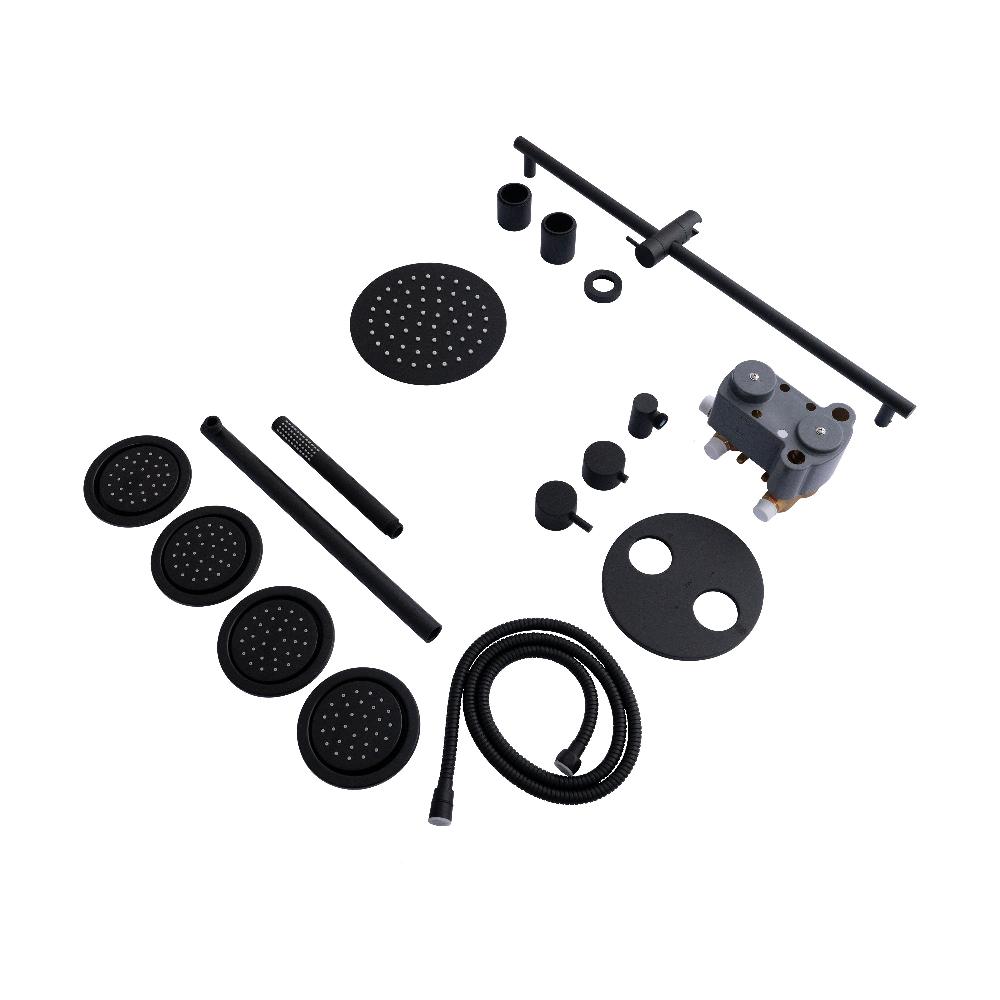 ZLINE Emerald Bay Thermostatic Shower System with Body Jets in Matte Black - Luxury Rainfall Showerhead & Handheld Sprayer for Spa-Like Bathroom Experience (EMBY SHS T3 MB) - Perfect for Master Bathrooms & Modern Home Renovations