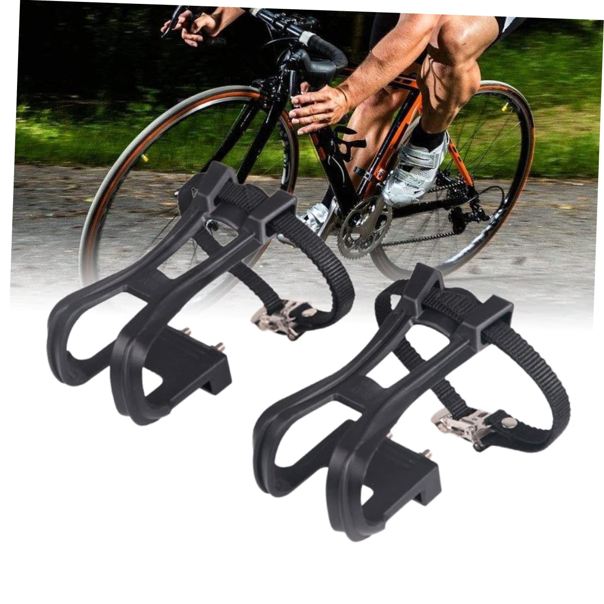 1 Pair Road Bike Clip Pedals - Lightweight Cycling Toe Clips for Secure Foot Lock - Perfect for Road Biking, Commuting & Indoor Cycling Training