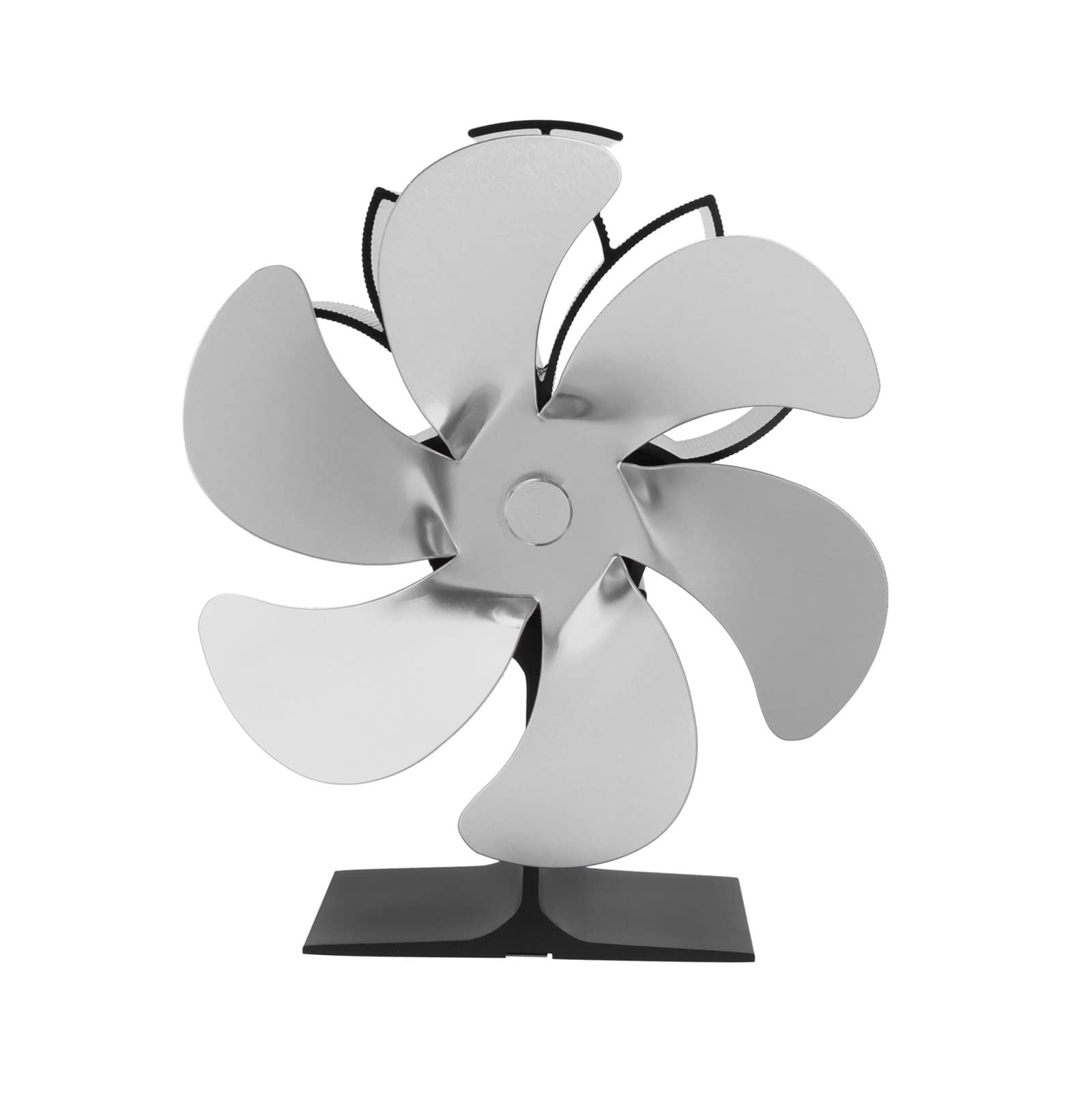 6 Blade Heat Powered Fireplace Fan - Black & Silver Eco-Friendly Stove Fan for Wood Burner, Quiet & Efficient Heat Distribution - Perfect for Home, Cabin, or RV Fireplace Accessories
