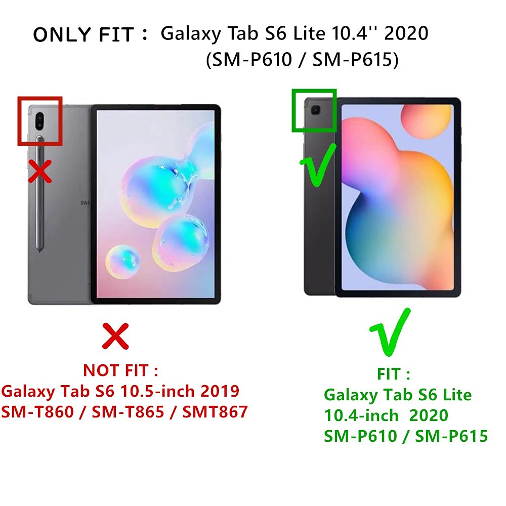 HENGHUI Detachable Touch Keyboard Case for Samsung Galaxy Tab S6 Lite 10.4 inch (2020/2022/2024) with Multi-Touch Trackpad - Slim Protective Cover with Cute Round Keys (Dark Green) - Perfect for Work, Study & Travel