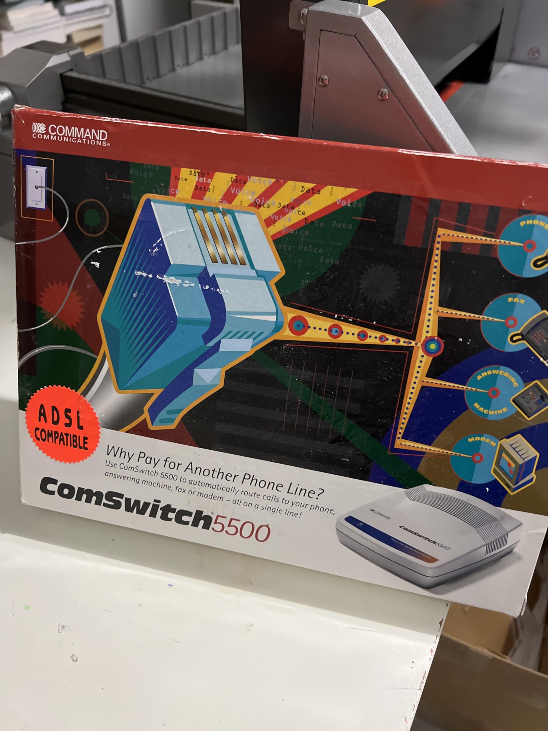 Comswitch 5500 3-Port Phone/Fax Modem Line Sharing Device - Share Phone Lines for Home & Office | Fax Machine & Modem Compatible | Ideal for Small Business & Home Office Setup
