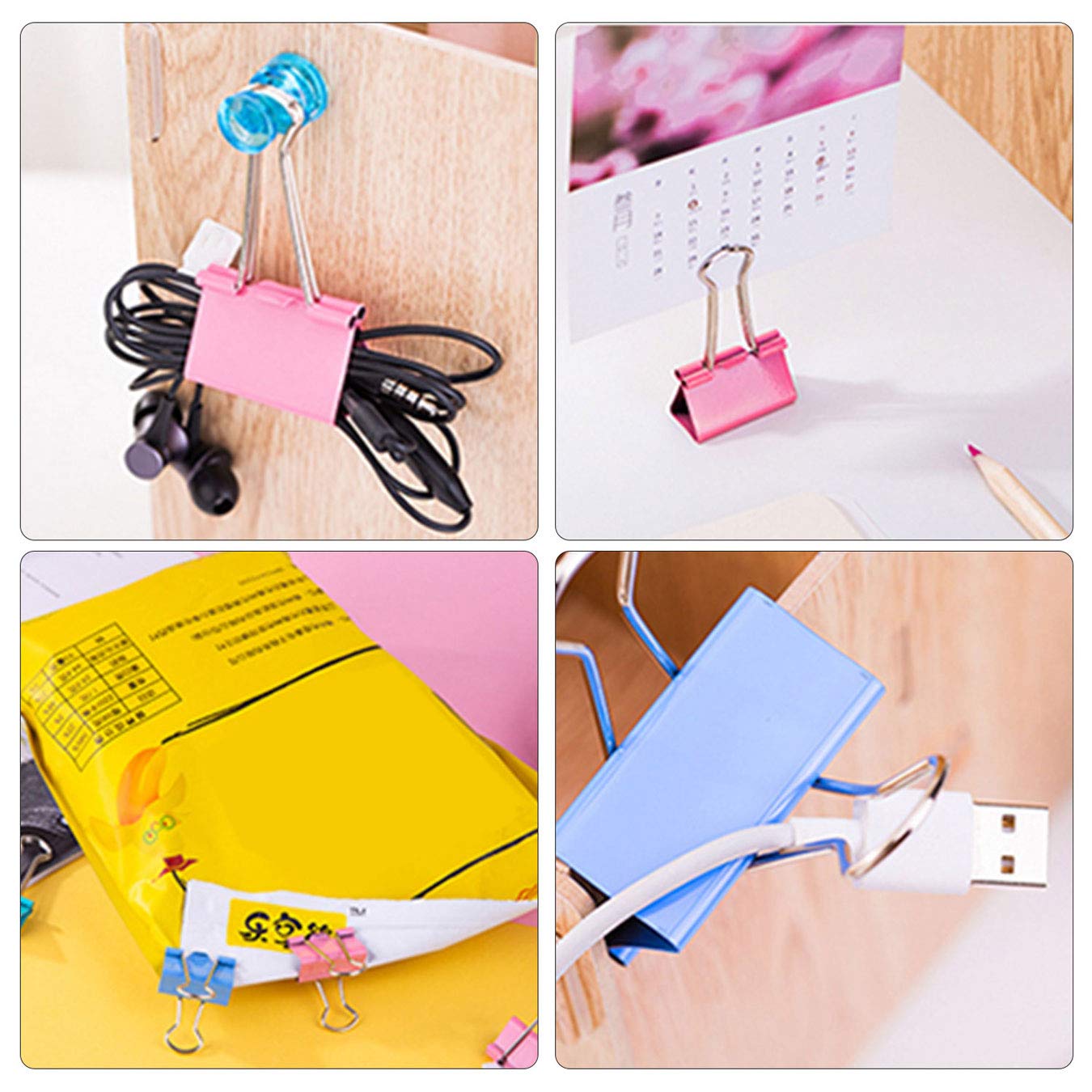 100 Pcs Binder Clips Assorted Sizes - Large, Medium, Small & Mini for Office, School & Home Organization | Perfect for Paper, Documents & Bulletin Boards