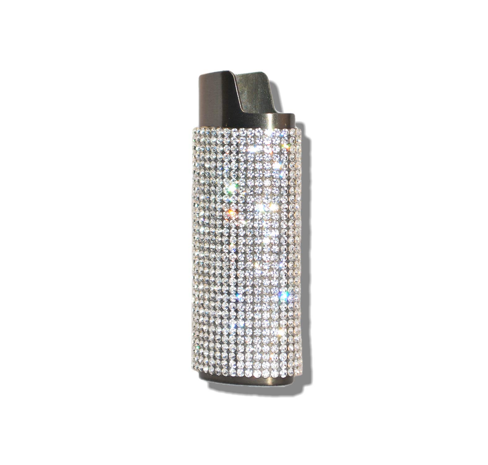 Elegant Gray Lighter Cover Sleeve with Sparkling Crystal Rhinestones - Perfect for Cigarettes, Candles & Outdoor Camping Accessories (LS4 Model)