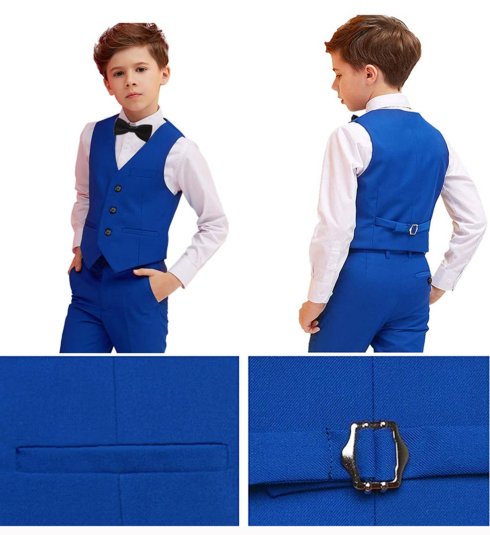 5-Piece Boys Formal Suit Set - Toddler Blazer, Vest & Pants Tuxedo for Weddings, Parties & Special Occasions