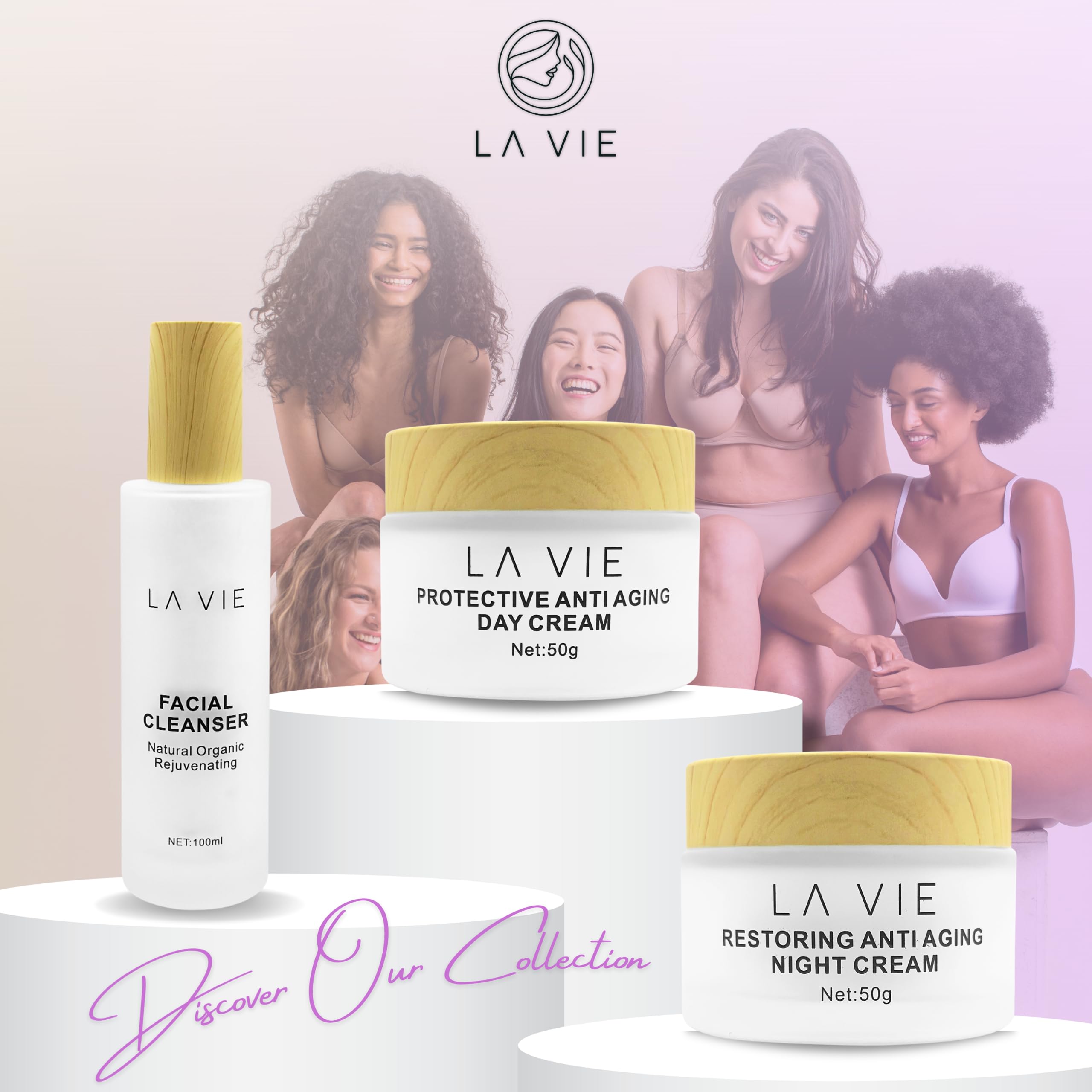 La Vie Rejuvenating Facial Cleanser - Anti-Aging Face Wash with Caffeine, Aloe Vera & Lavender for Women | Gentle Daily Cleansing & Hydration | 100ml/3.38Fl Oz | Perfect for Morning & Night Skincare Routine