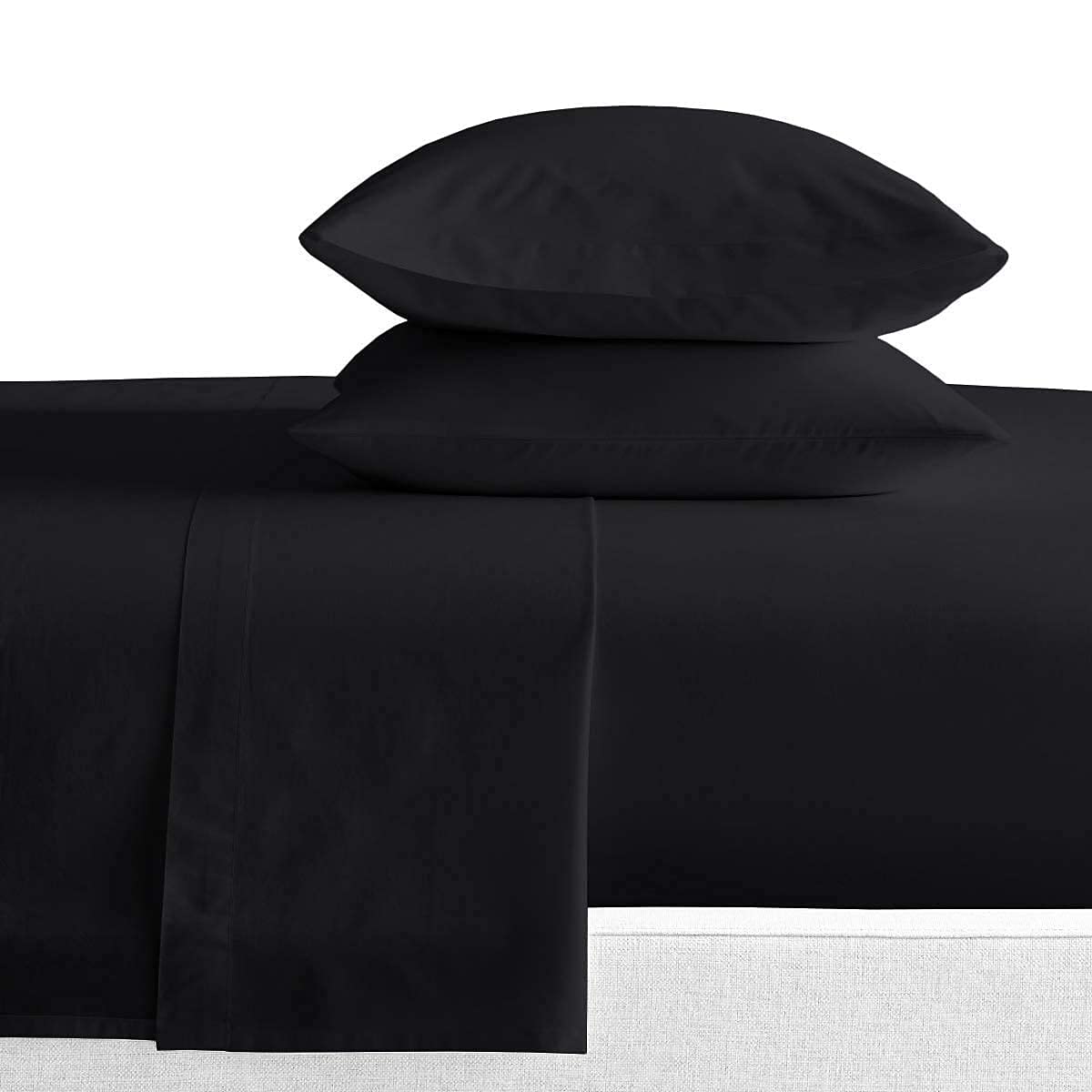Premium 800TC Egyptian Cotton Sheets Set - Full Size, Black for Luxurious Comfort & Deep Pocket Fit (15