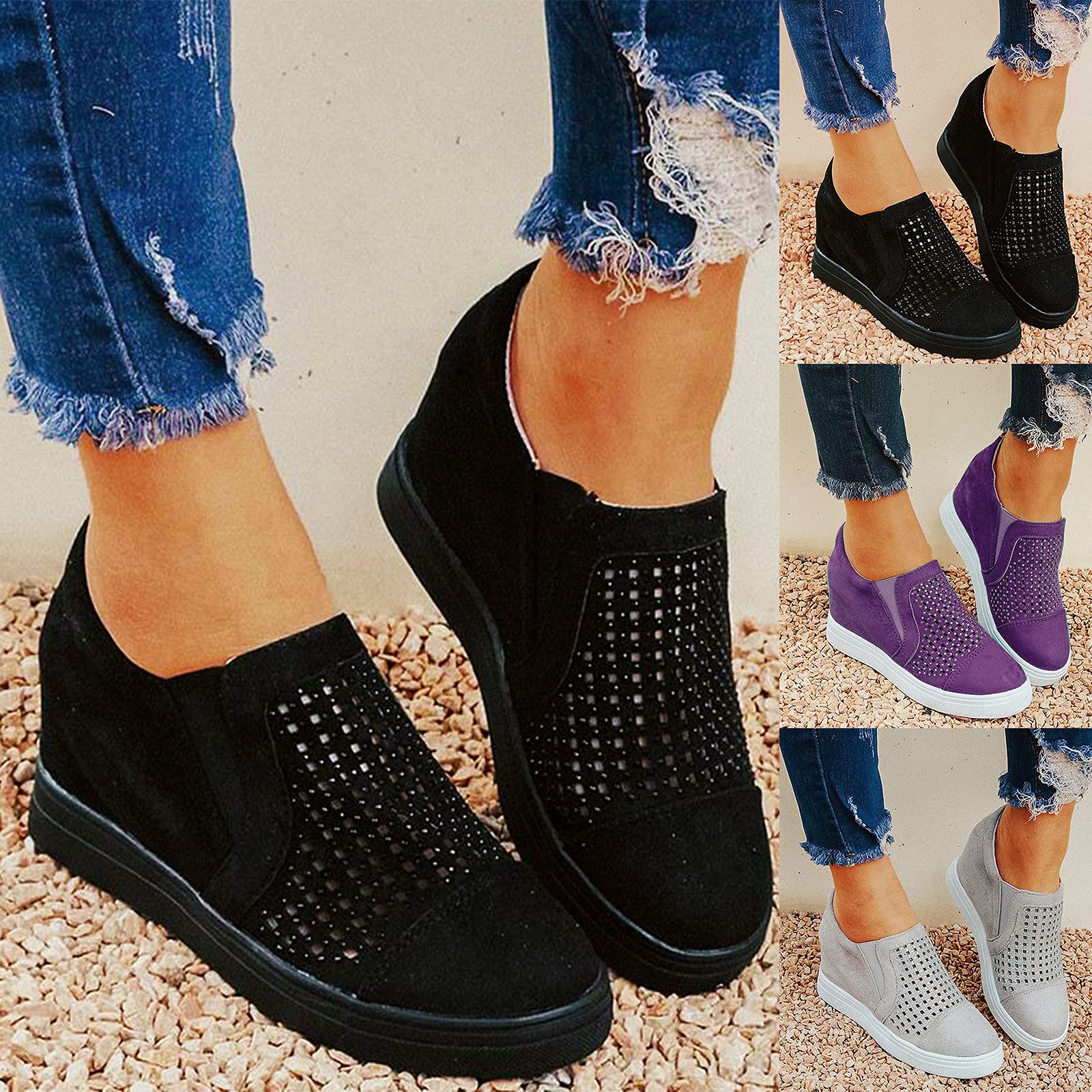 Women's Platform Sneakers - Lightweight Mesh Walking Shoes with Arch Support & Non-Slip Sole | Comfortable Work Shoes for Women | Perfect for Walking, Running & Daily Wear