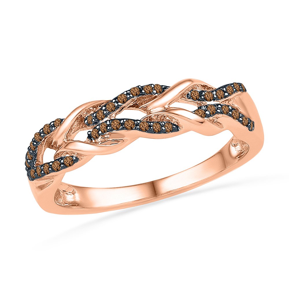 10KT Rose Gold Brown Diamond Anniversary Ring (1/4 cttw) - Elegant Jewelry Gift for Women, Wife, Girlfriend - Perfect for Valentine's Day, Engagement, Wedding & Special Occasions
