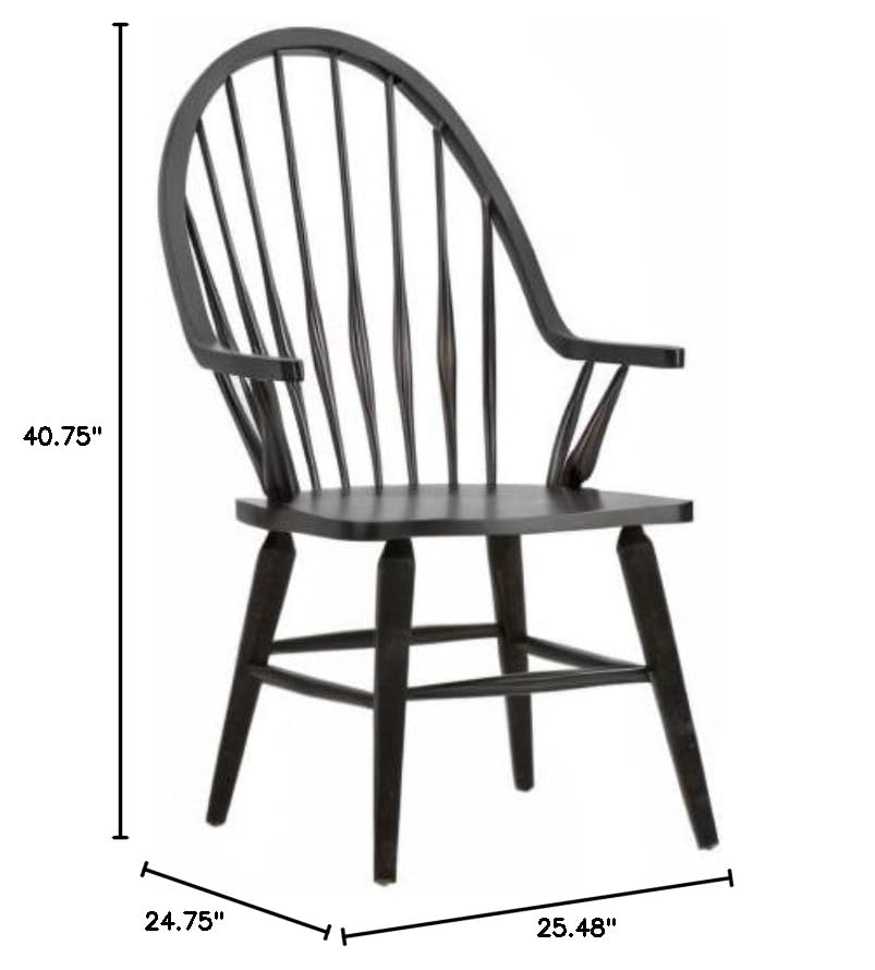 Liberty Furniture Industries Windsor Back Side Chair - Black Wooden Dining Chair for Kitchen, Dining Room, and Office Use
