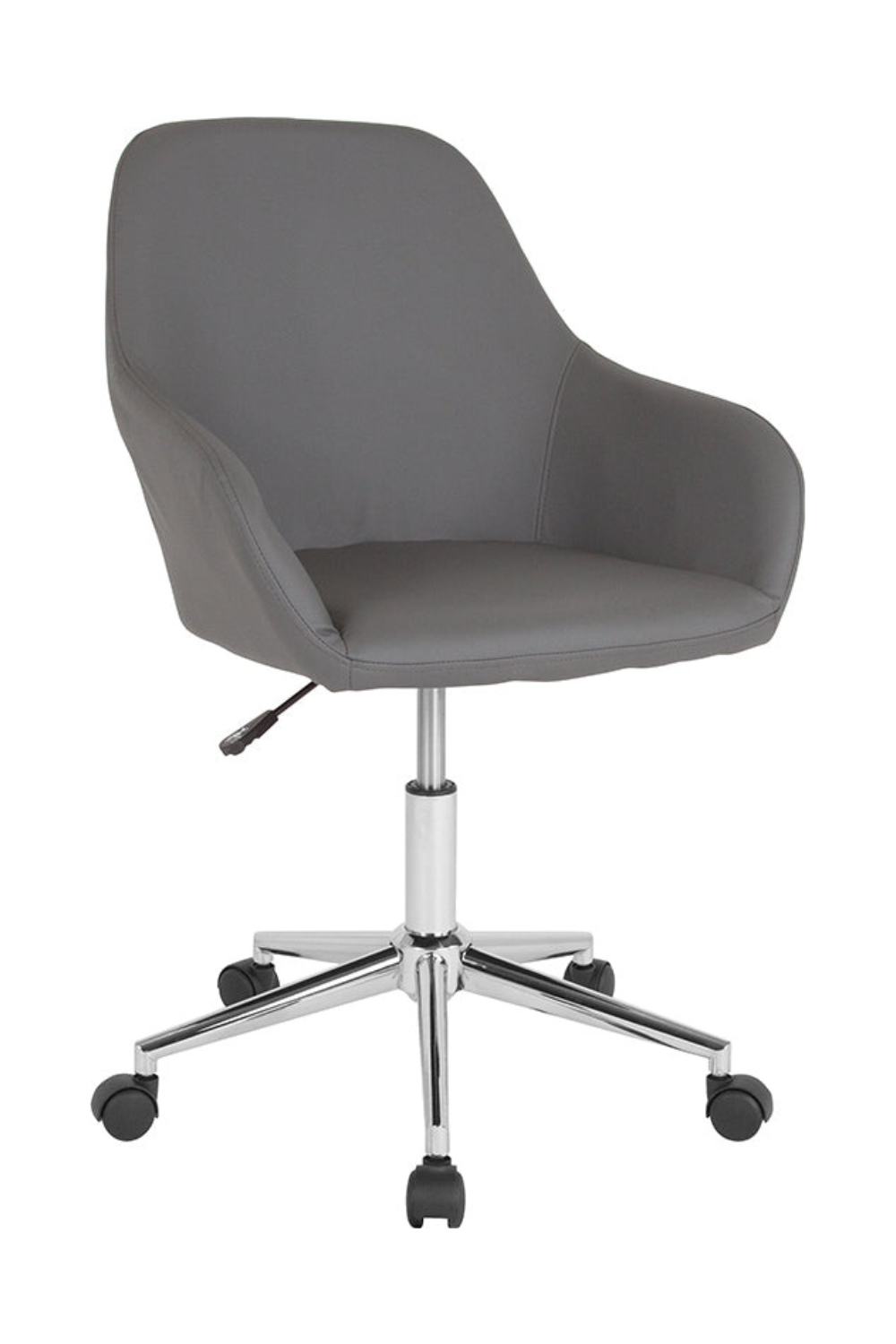 Premium Black Leather FLASH Cortana Mid Back Chair - Ergonomic Home & Office Desk Chair for Comfortable Working, Studying, and Gaming