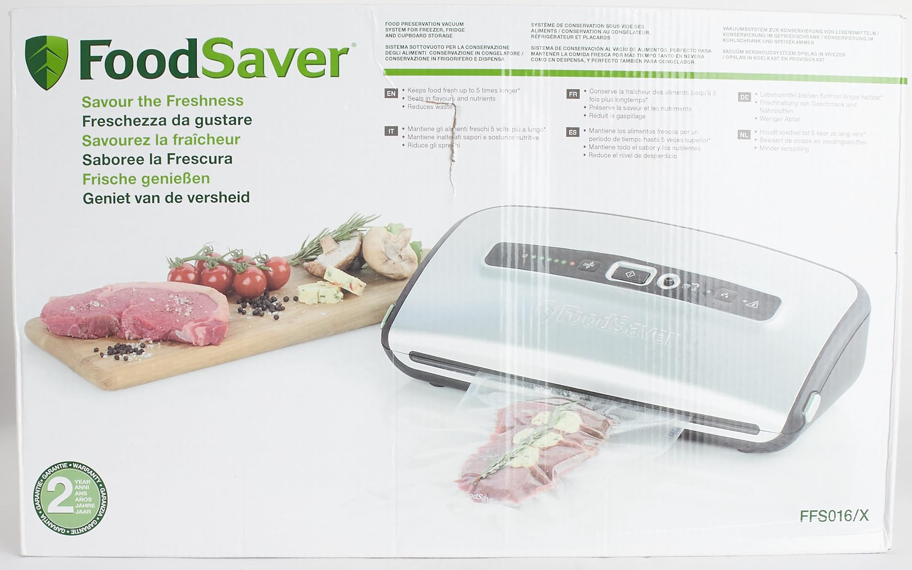 FoodSaver FFS016X Vacuum Sealer Machine for Dry and Wet Food - Built-in Cutter, Roll Holder, Automatic Sealing with Suction Function - Includes Tube Adapter & Accessories - Perfect for Meal Prep, Sous Vide, and Food Storage (Silver)