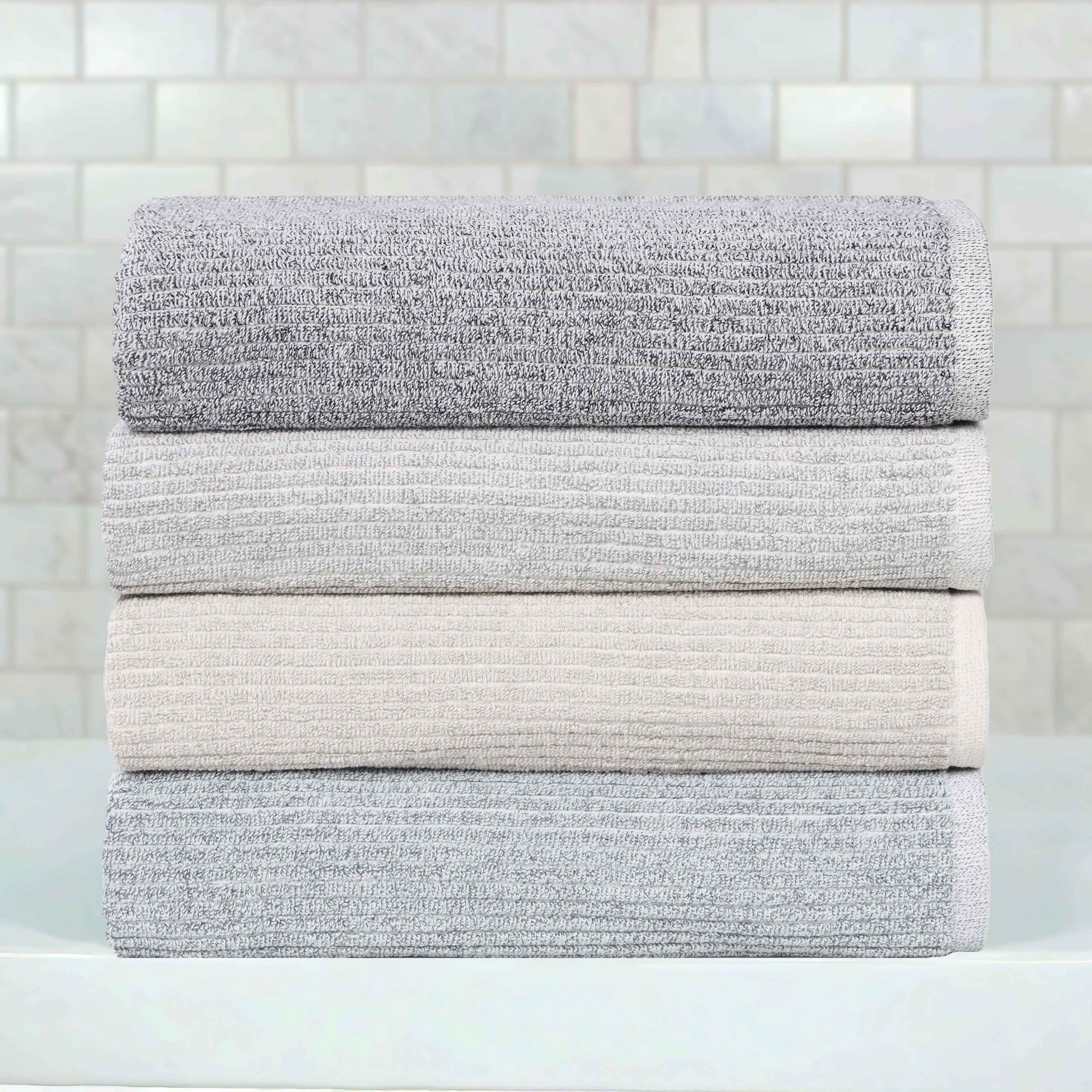 Premium 12-Piece Cotton Blend Ribbed Towel Set - Ultra Soft & Absorbent Bath Towels for Spa, Gym & Luxury Home Use