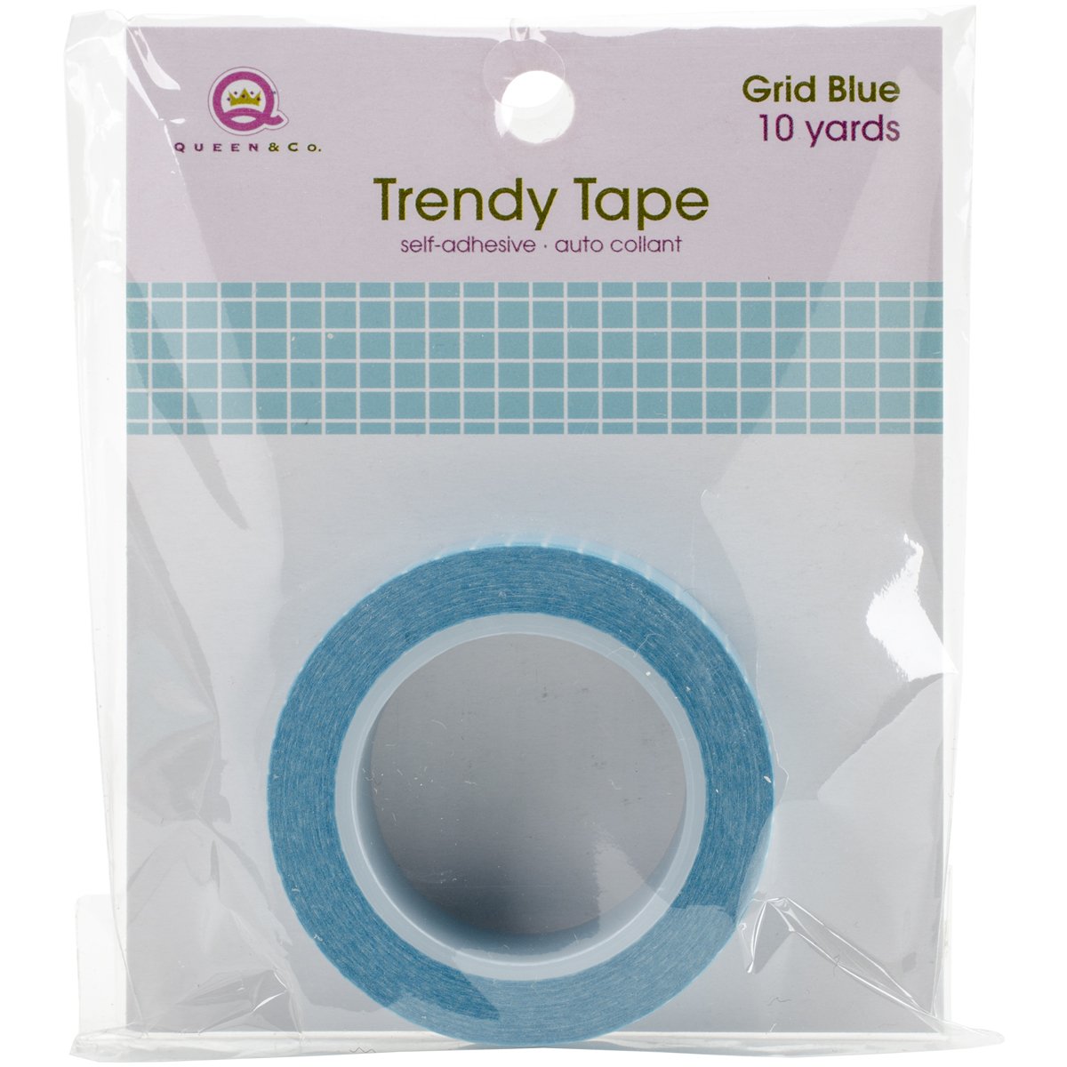 Queen & Co Trendy Tape - 10 Yards Grid Blue Washi Tape for Scrapbooking, Journaling, Bullet Planner & DIY Crafts - Perfect for Gift Wrapping, Card Making & Home Decor