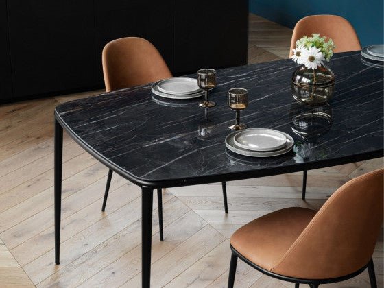 Midj Lea Modern Dining Table - Solid Wood Kitchen Table for 6 - Perfect for Family Dinners & Entertaining Guests