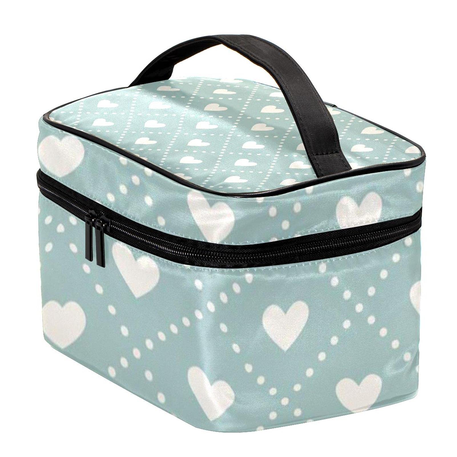 Vintage Love Hearts Print Large Travel Makeup Bag - Waterproof Cosmetic Organizer with Zipper for Women & Girls | Perfect for Travel, Gym, Beach & Daily Use