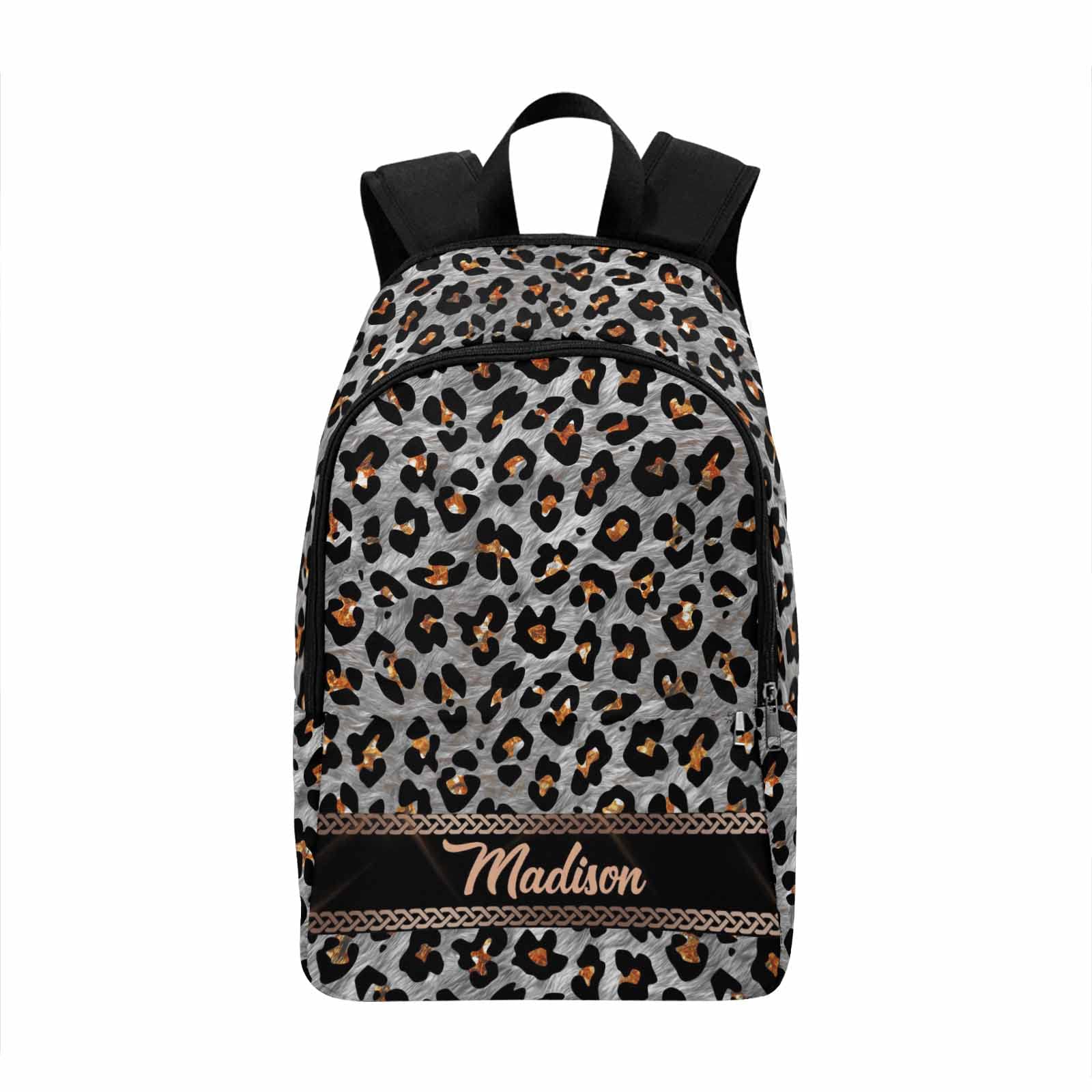Custom Personalized Unisex Laptop Backpack - Trendy Leopard Print with Gold Glitter Accents, Multi-functional Travel Computer Bag for Work, School & College Students - Perfect for Daily Commute, Business Trips & Campus Life