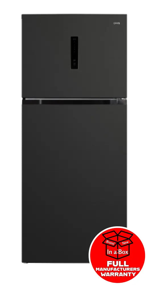CHiQ CTM409NBS5E 410L Top Mount Refrigerator - Energy Efficient Black Steel Fridge for Kitchen, Home & Office Use