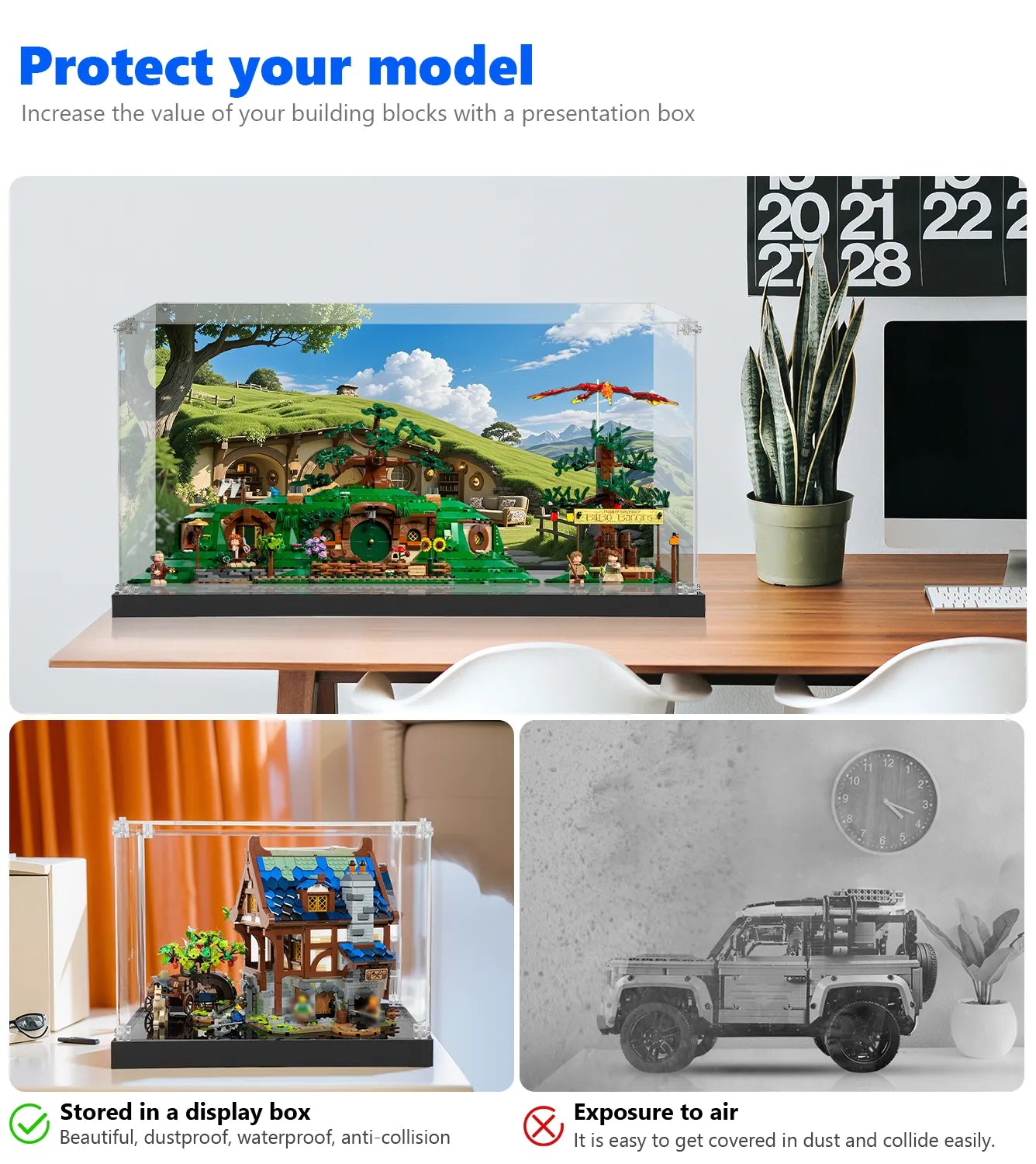 LEGO® Icons The Lord of the Rings: The Shire™ 10354 Display Case - Premium Acrylic Showcase for Collectible LEGO Sets - Perfect for Home Decor, Office Display & Gift Giving