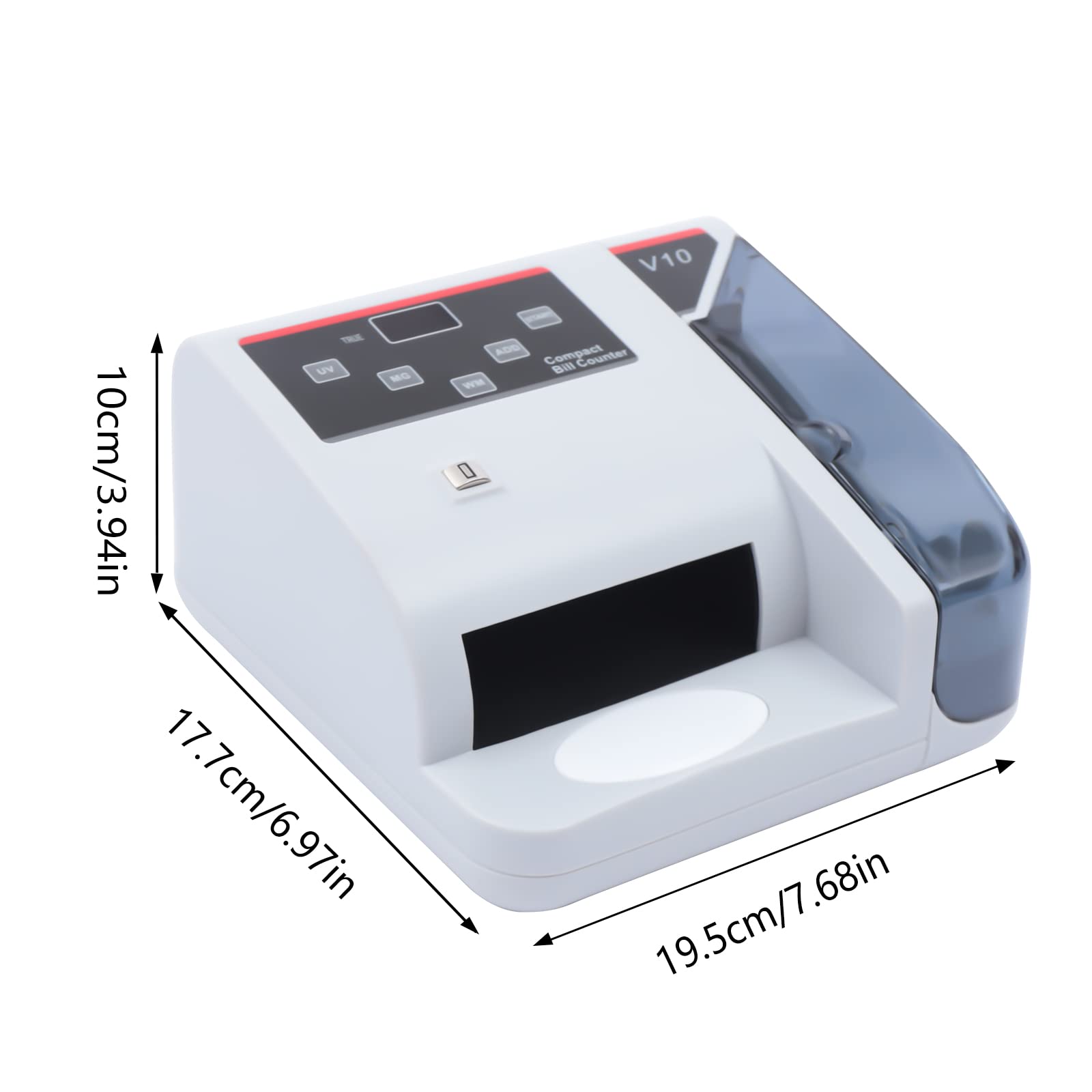 Portable Money Counter Machine with UV/MG/WM Counterfeit Detection - Multi-Currency Bill Counter for USD, EUR, GBP - 100-240V LED Display Cash Counting for Banks, Retail Stores, and Small Businesses