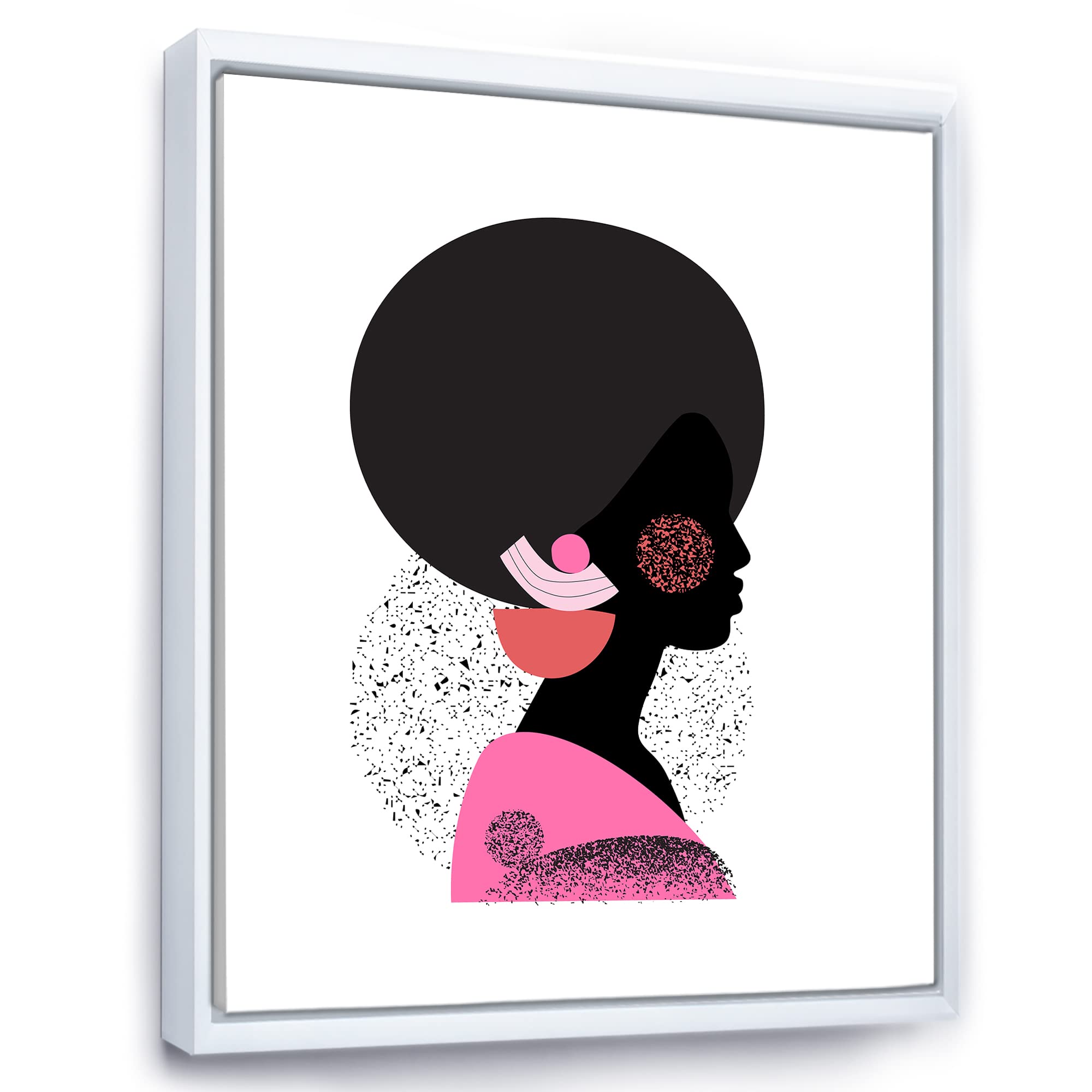 Modern Framed Canvas Wall Art Print - African American Ethnic Geometric Silhouette Design for Living Room, Bedroom & Office Decor | Home & Office Wall Decorations