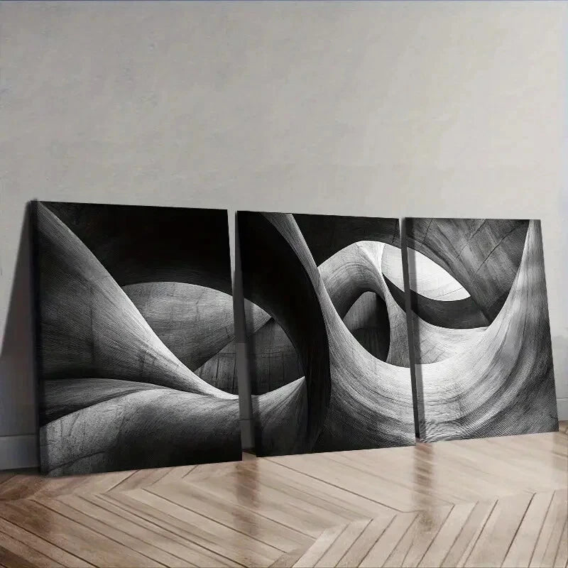 3-Piece Abstract Art Deco Classic Wall Art Set - Framed Canvas Prints 40x60cm (16x24in) | High Quality Premium Wall Decor | Ready to Hang | Perfect for Living Room, Bedroom & Office Decor