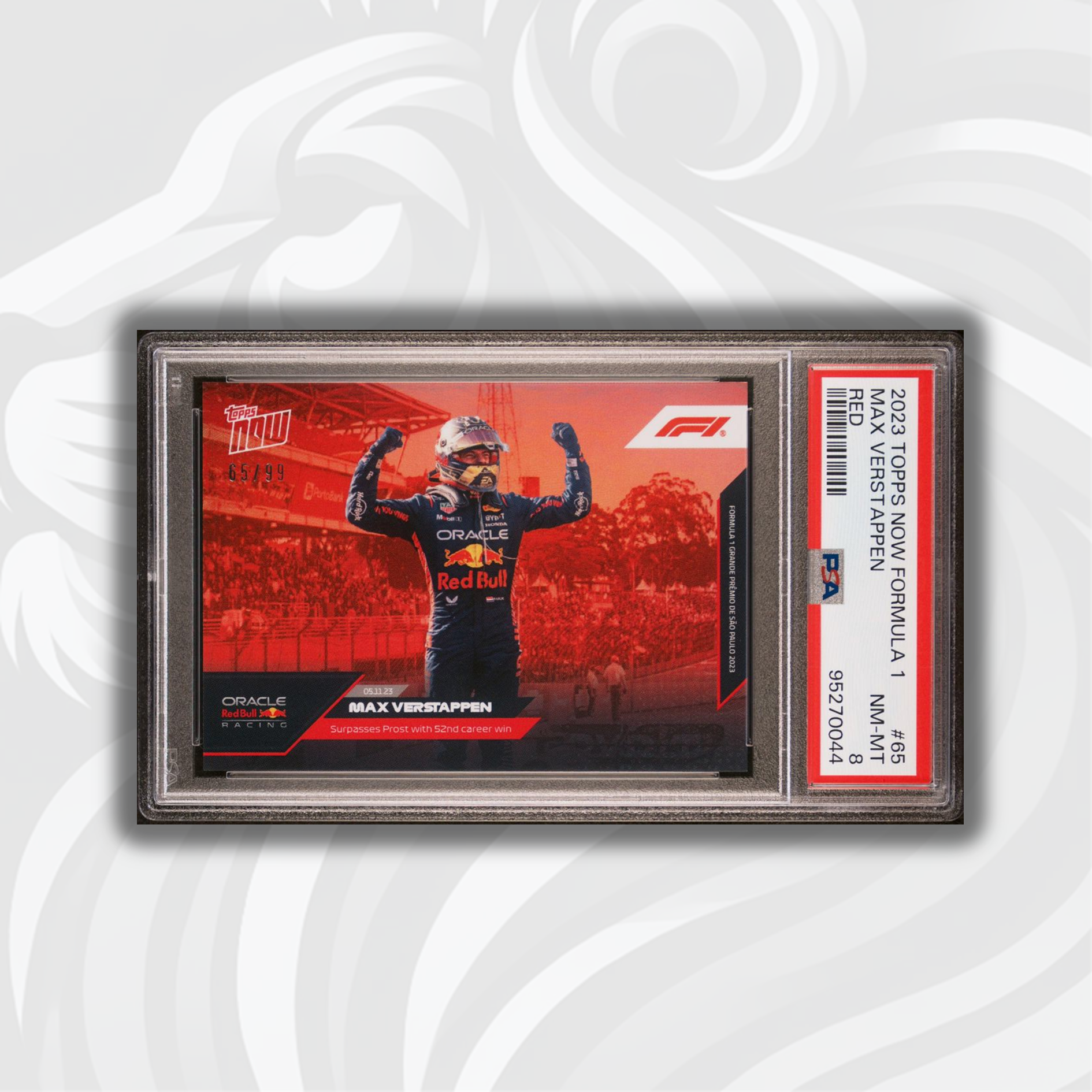 PSA 8 65/99 Max Verstappen #65 Red 2023 Topps Now F1 Racing Card - Perfect for F1 Collectors, Sports Memorabilia Displays & Racing Enthusiasts