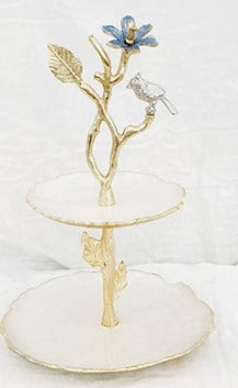 12x12x15.75 Inch 2-Tier Gold Beige Bird Cage Stand - Perfect for Parakeets, Finches & Small Birds - Home & Garden Decor