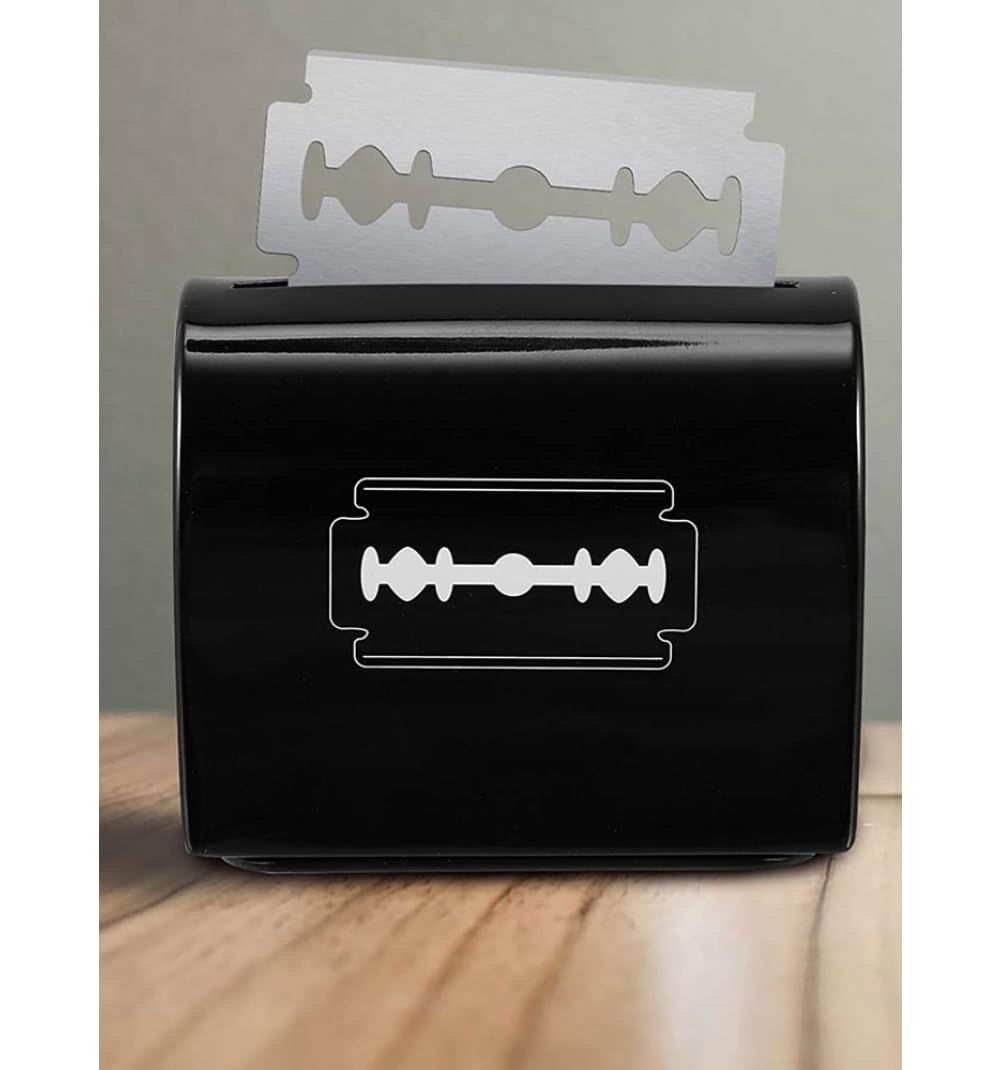 Razor Blade Disposal Case - Safe Sharps Storage Container for Used Safety Razor Blades | Black | Ideal for Home, Salon & Travel Use