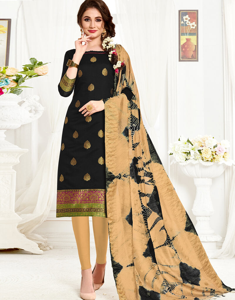 Elegant Black Banarasi Chudidar Salwar Suits for Women - Traditional Indian Ethnic Wear for Weddings, Festivals & Special Occasions