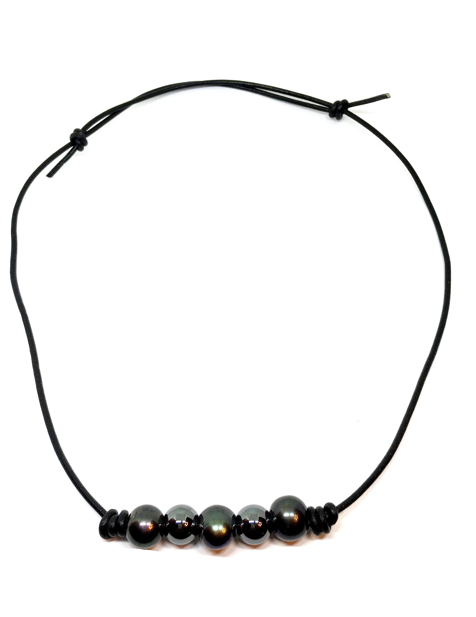 Elegant Black Cultured Freshwater Pearl & Hematite Leather Necklace for Women - Perfect for Weddings, Parties & Special Occasions